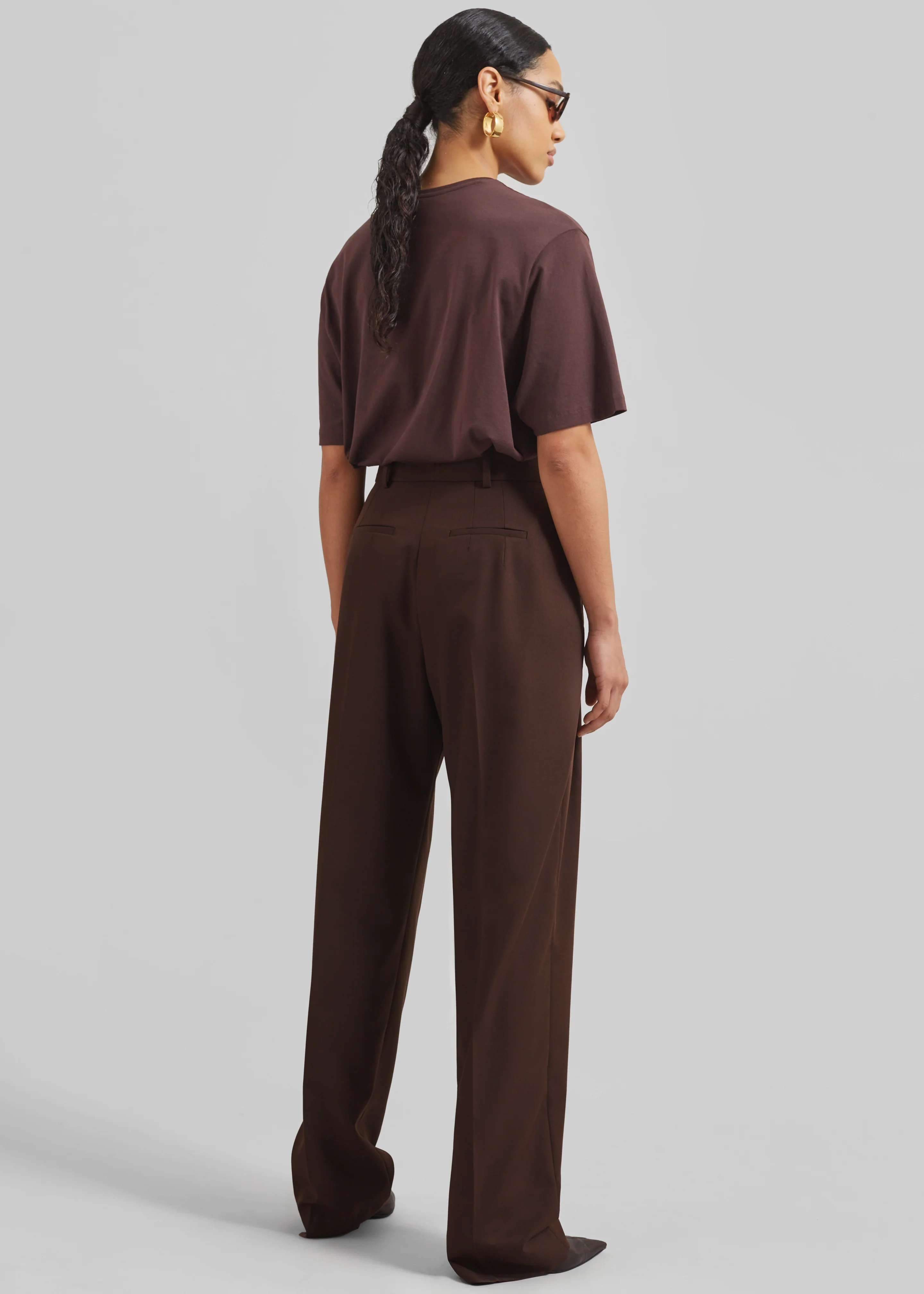 Gelso Pleated Twill Trousers - Brown - Image 8