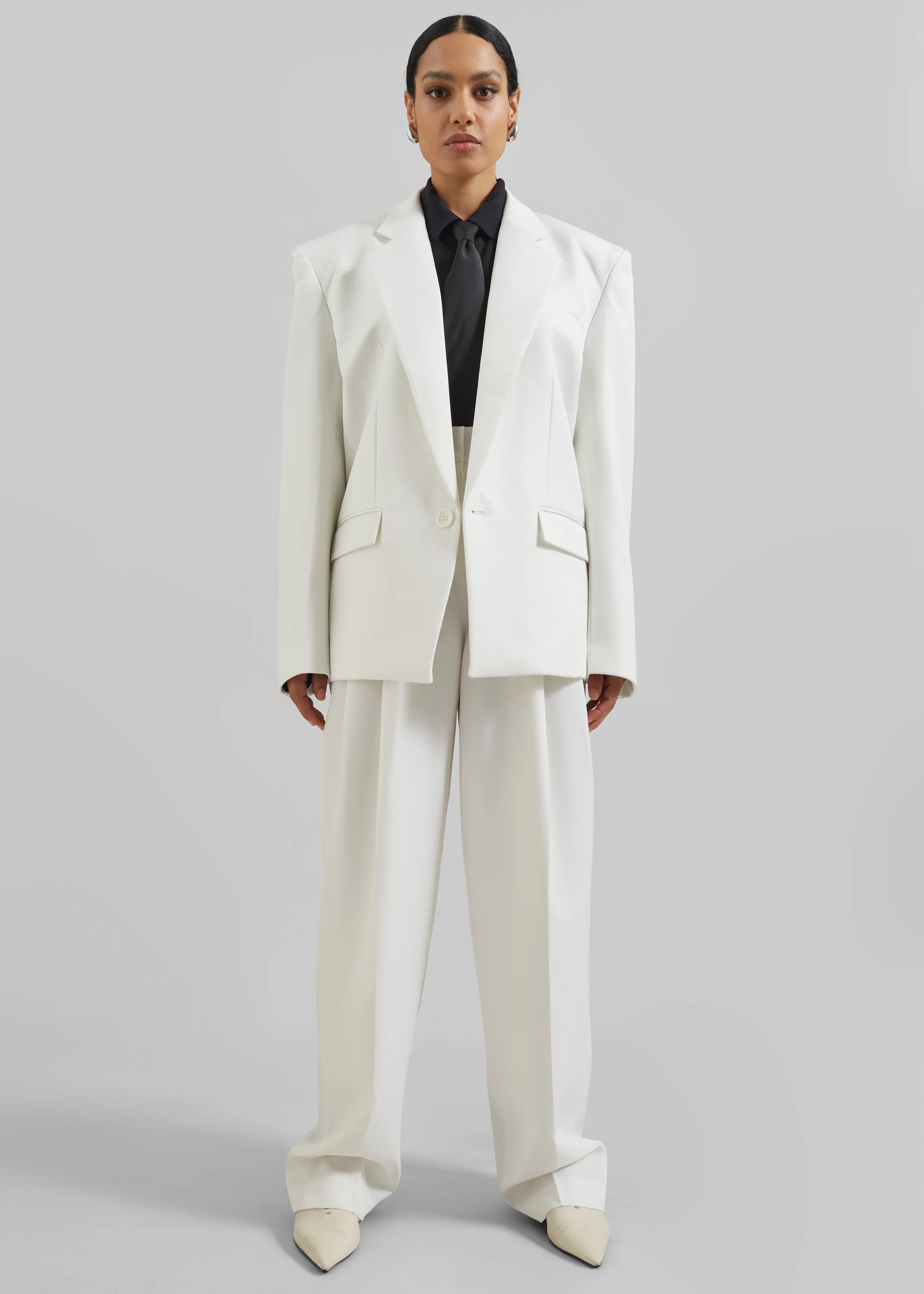 Gelso Pleated Twill Trousers - White - Image 2