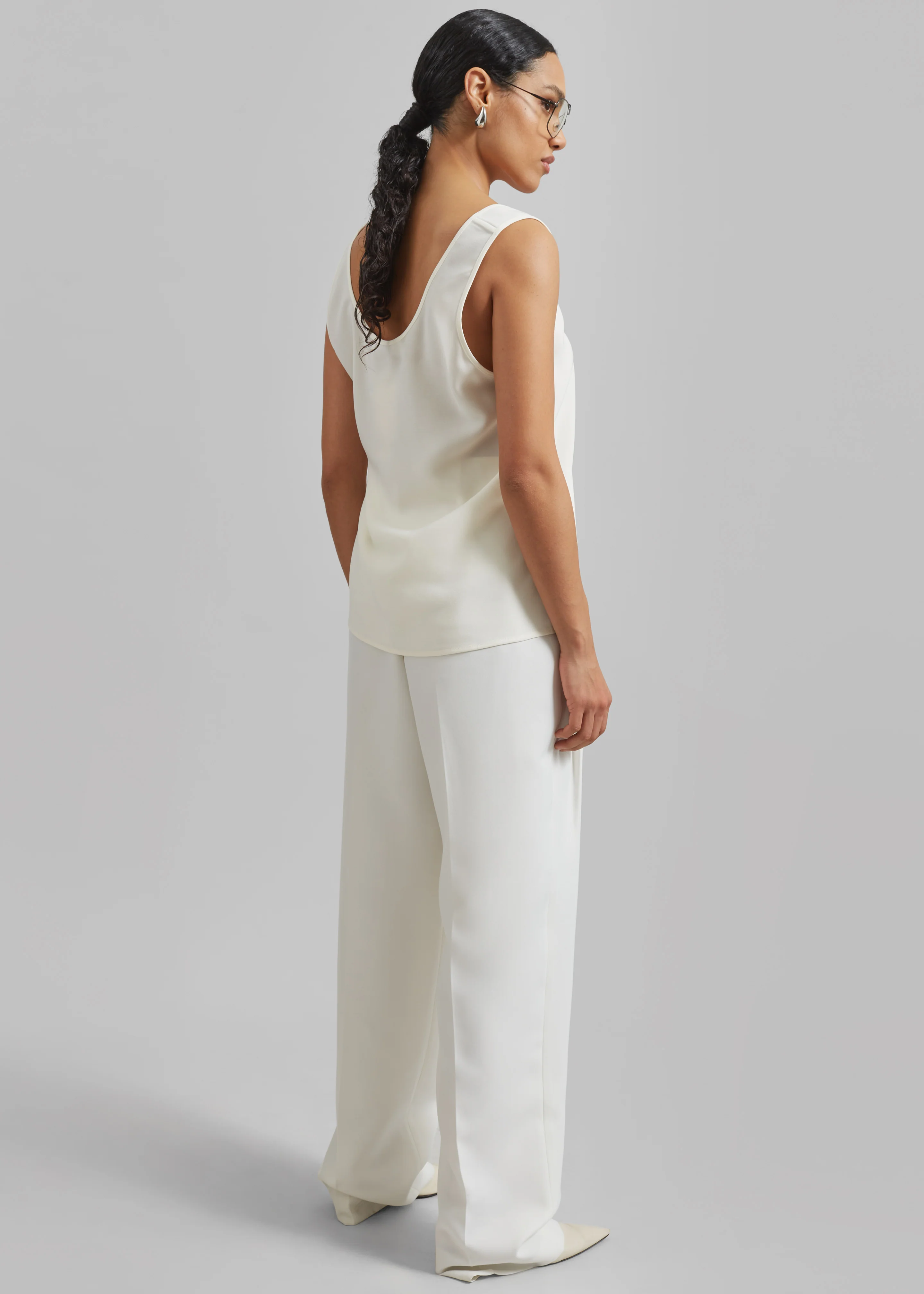 Gelso Pleated Twill Trousers - White - Image 6