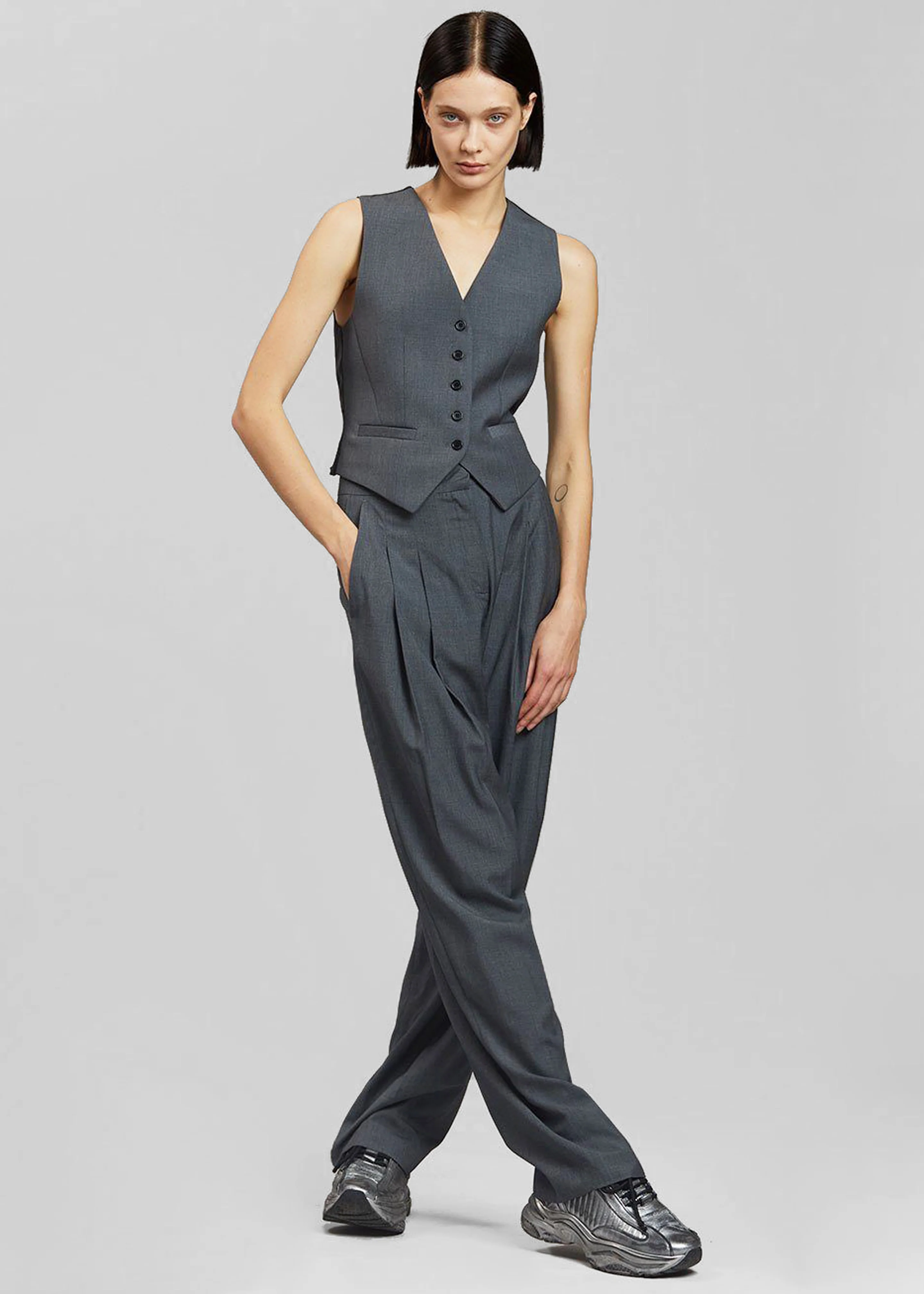 Gelso Waistcoat - Dark Grey Melange - Image 4