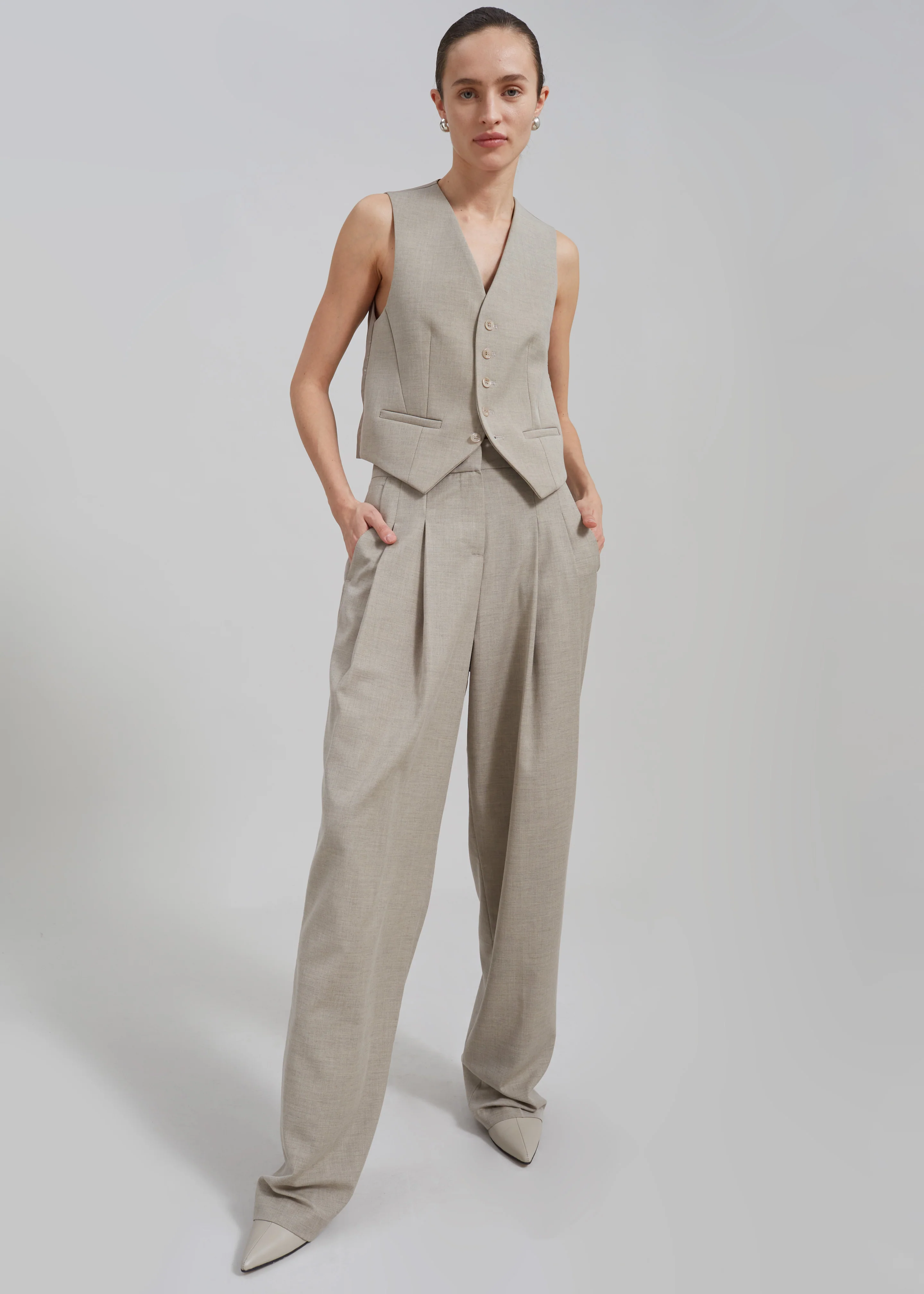 Gelso Waistcoat - Light Taupe Melange - Image 3