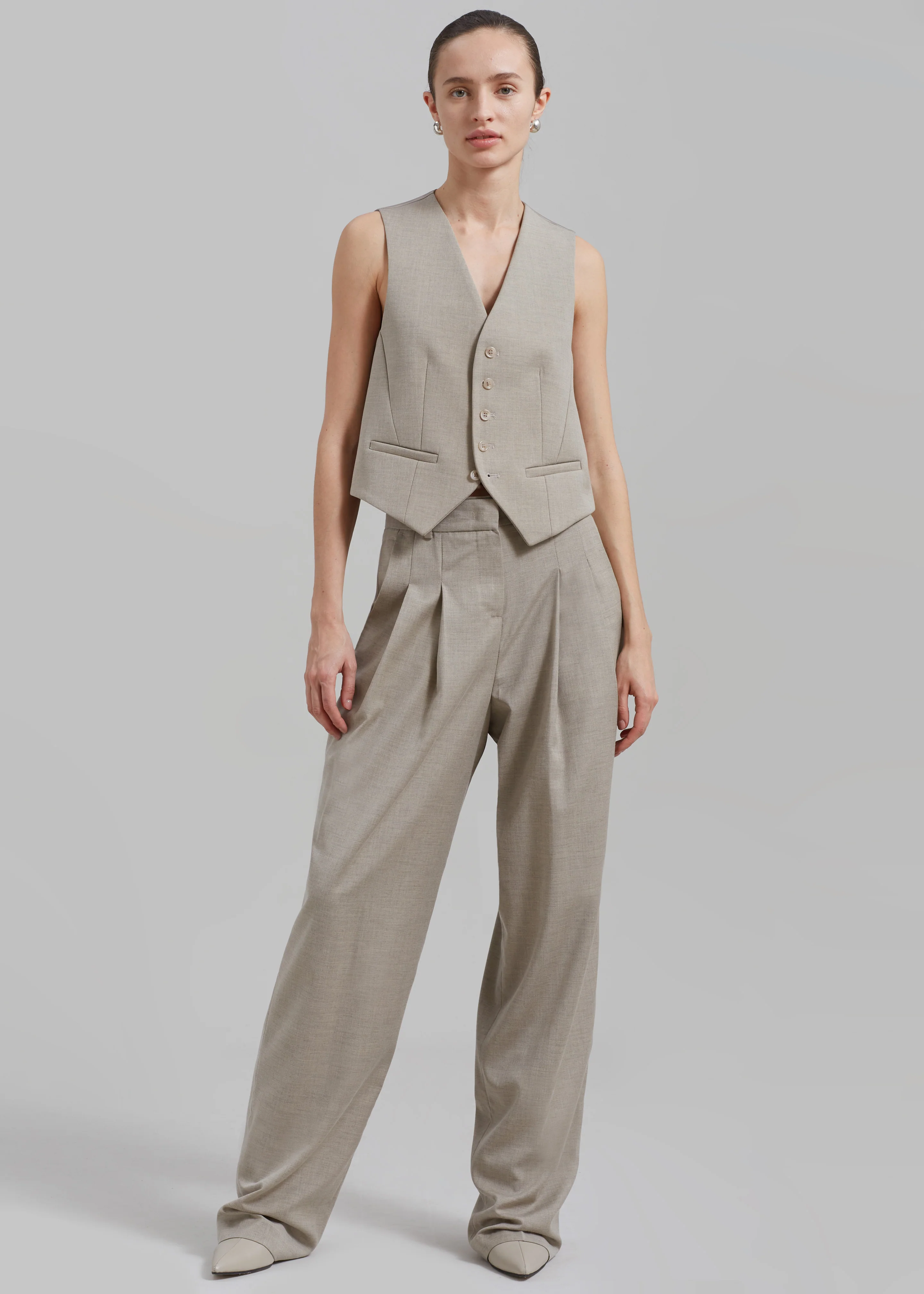 Gelso Waistcoat - Light Taupe Melange - Image 5