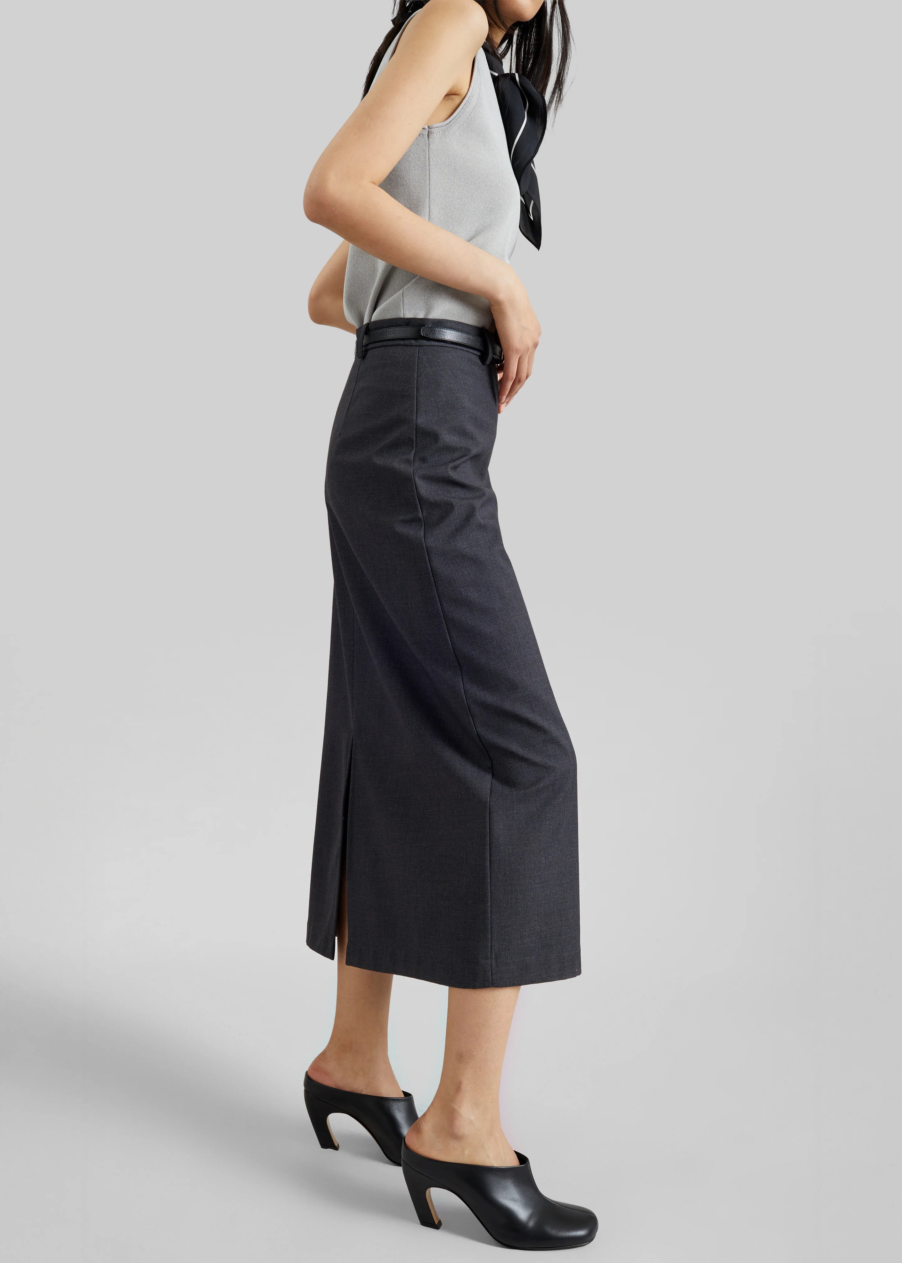 Gema Pencil Skirt - Dark Grey Melange - Image 2
