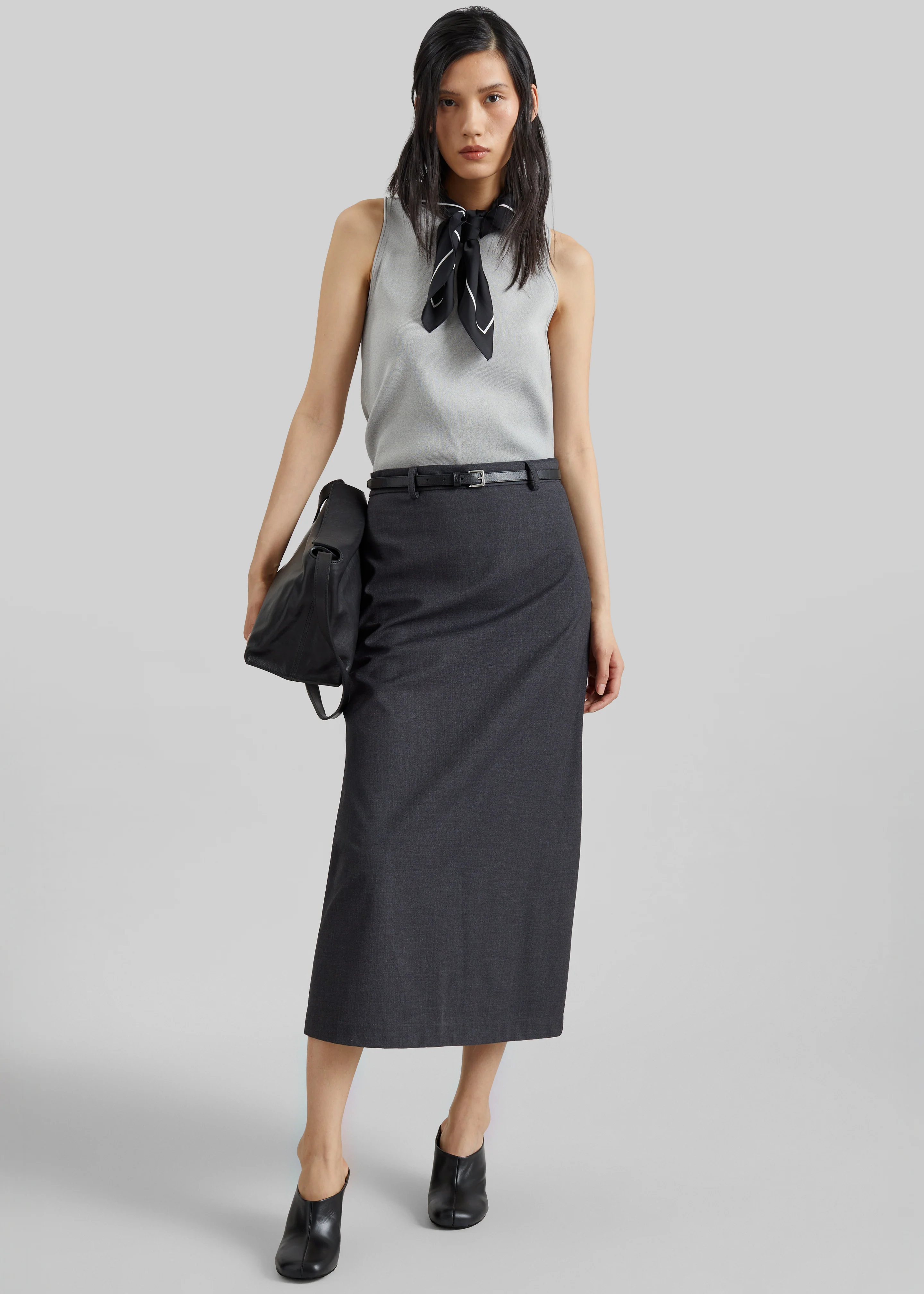 Gema Pencil Skirt - Dark Grey Melange - Image 4