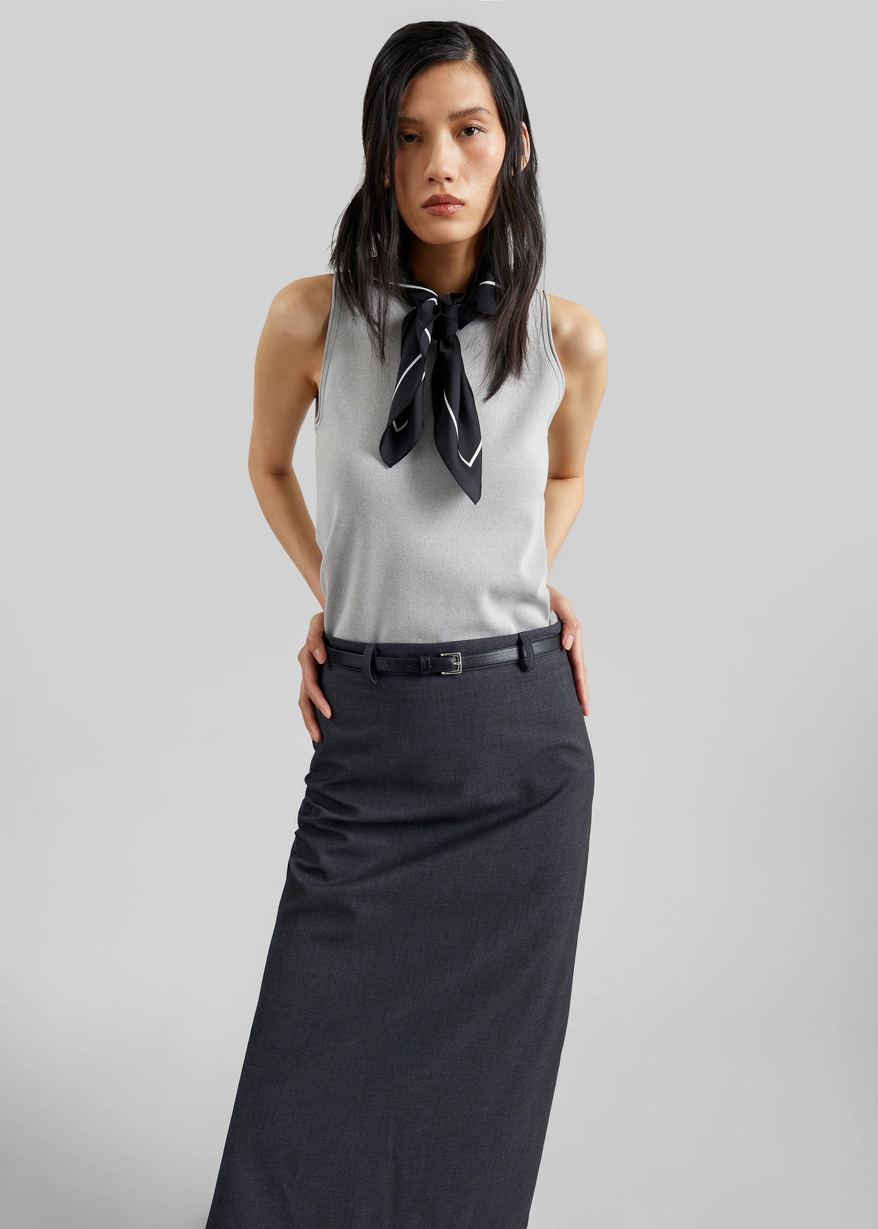 Gema Pencil Skirt - Dark Grey Melange - Image 6
