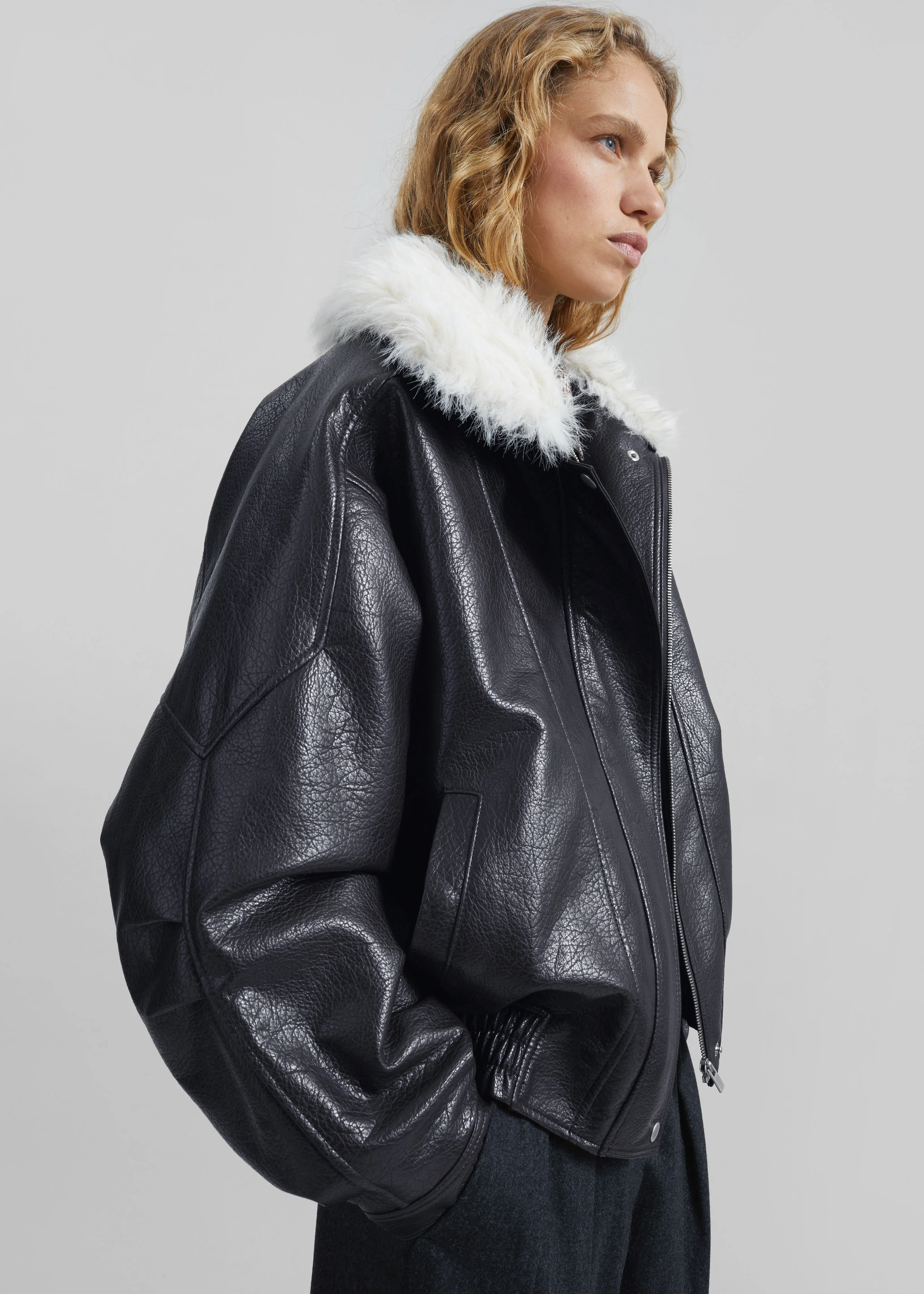 Gemonio Faux Leather Jacket - Black - Image 3