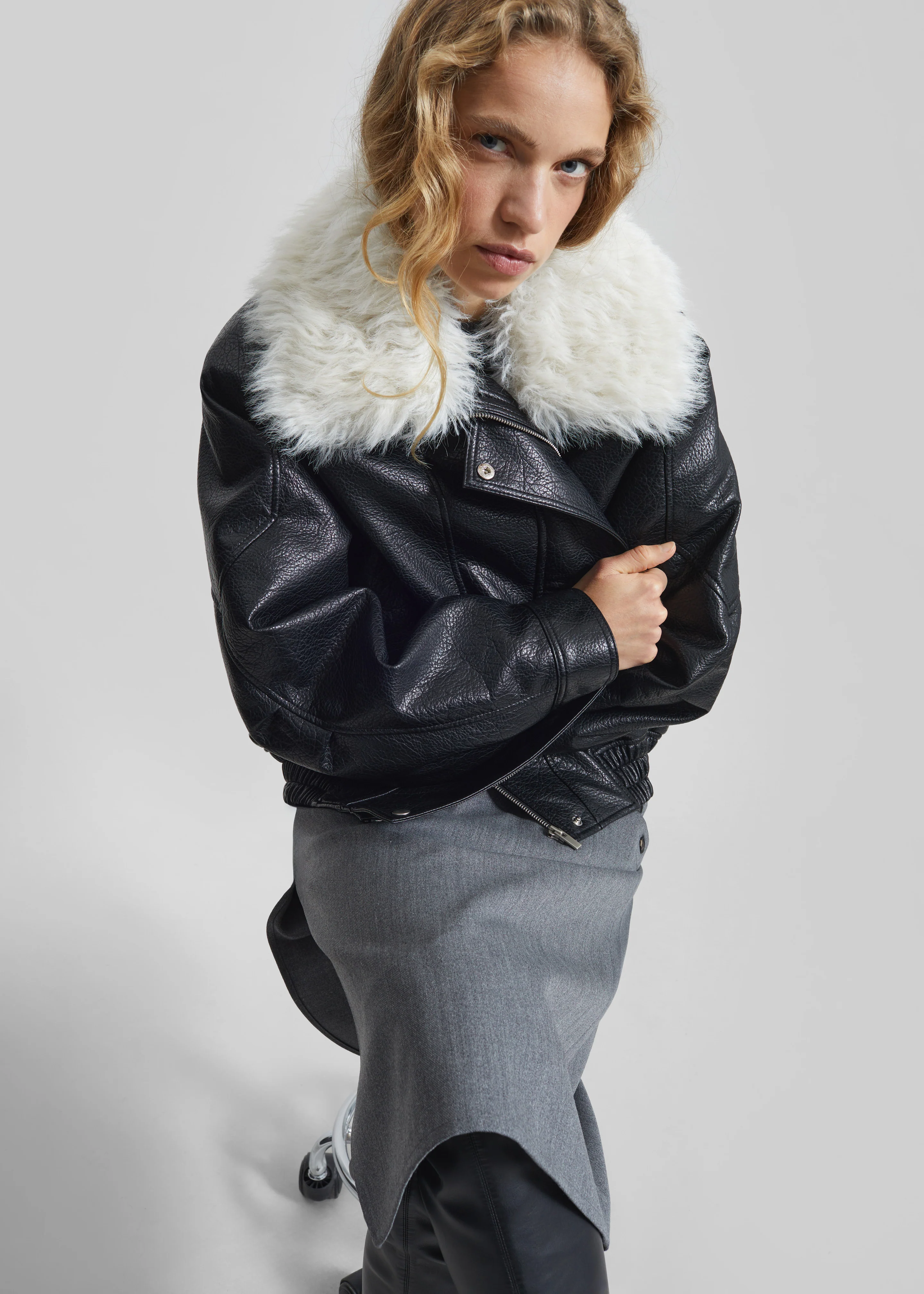 Gemonio Faux Leather Jacket - Black - Image 4