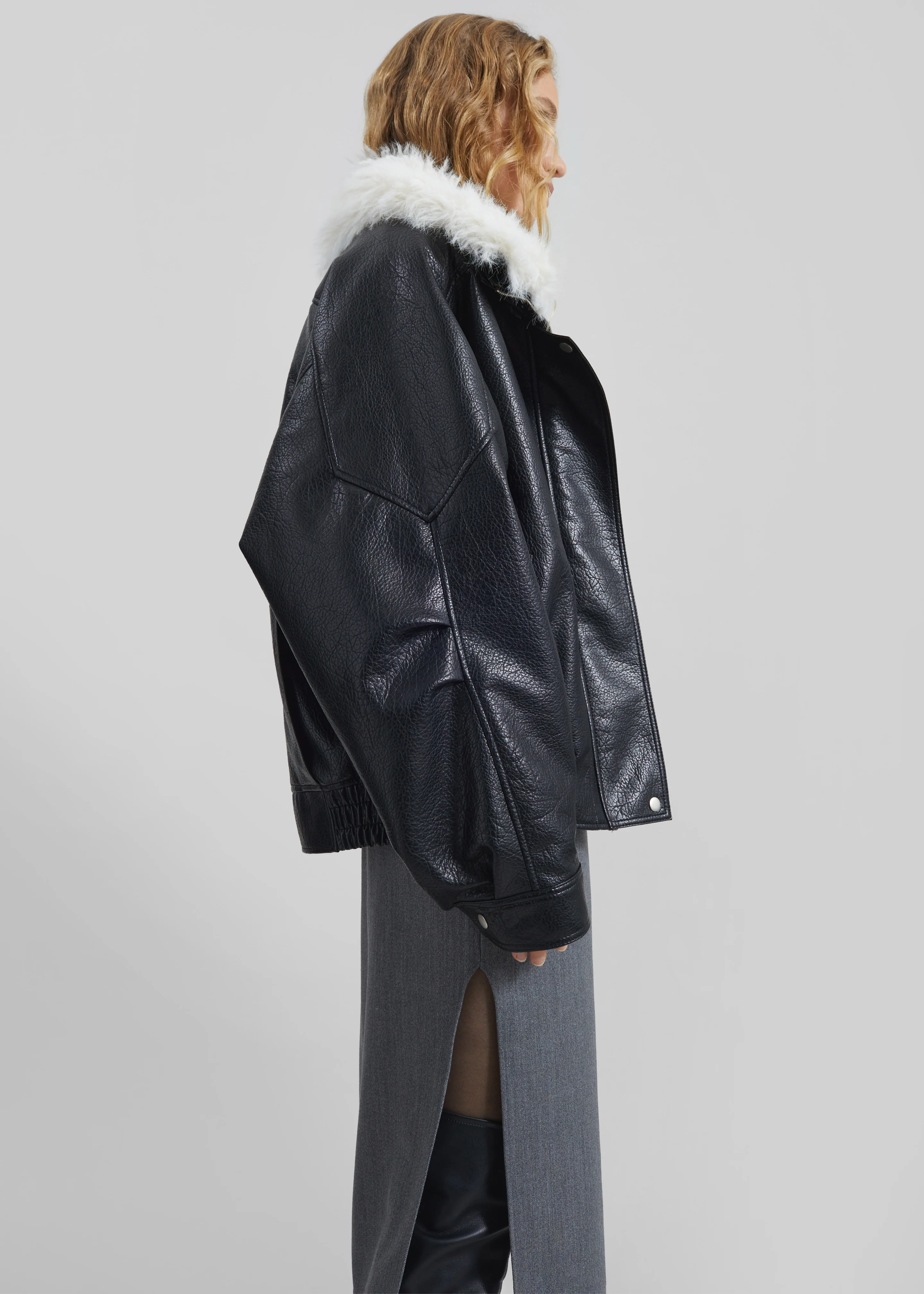 Gemonio Faux Leather Jacket - Black - Image 5