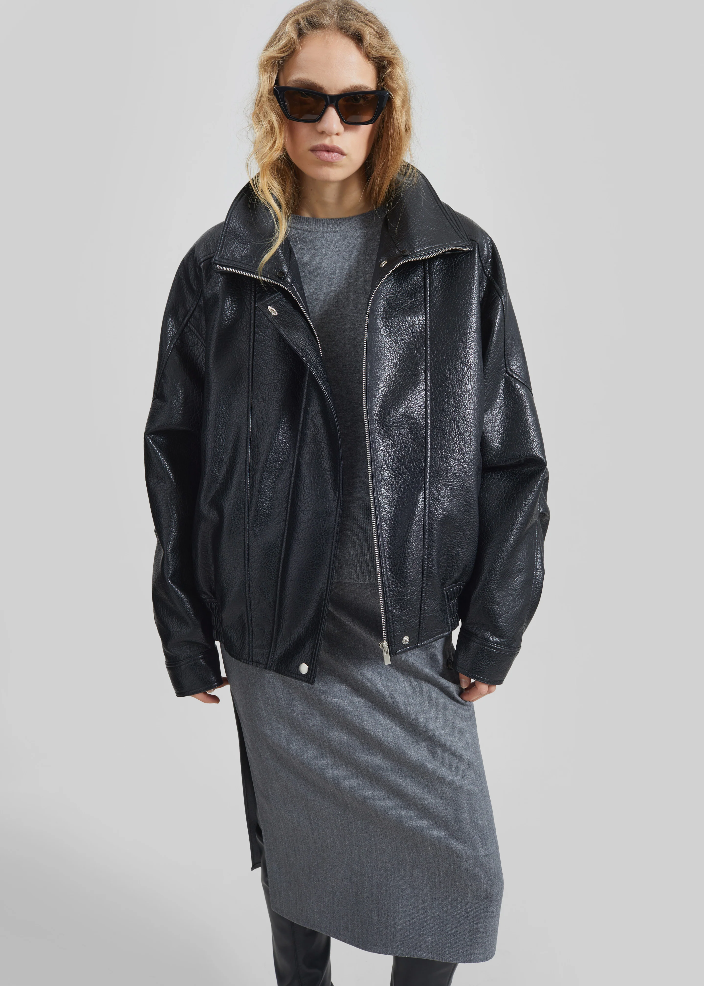 Gemonio Faux Leather Jacket - Black - Image 6