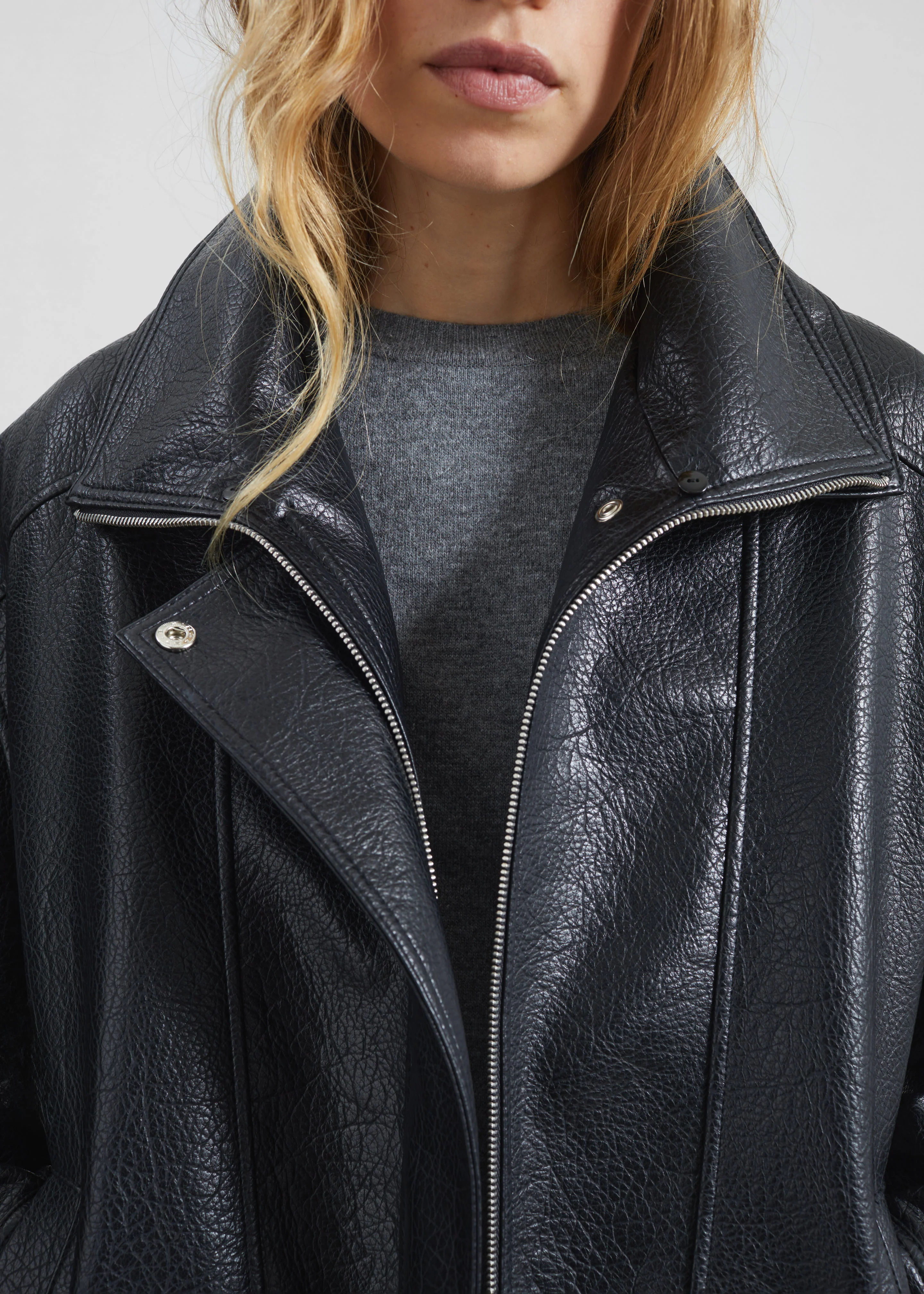 Gemonio Faux Leather Jacket - Black - Image 7