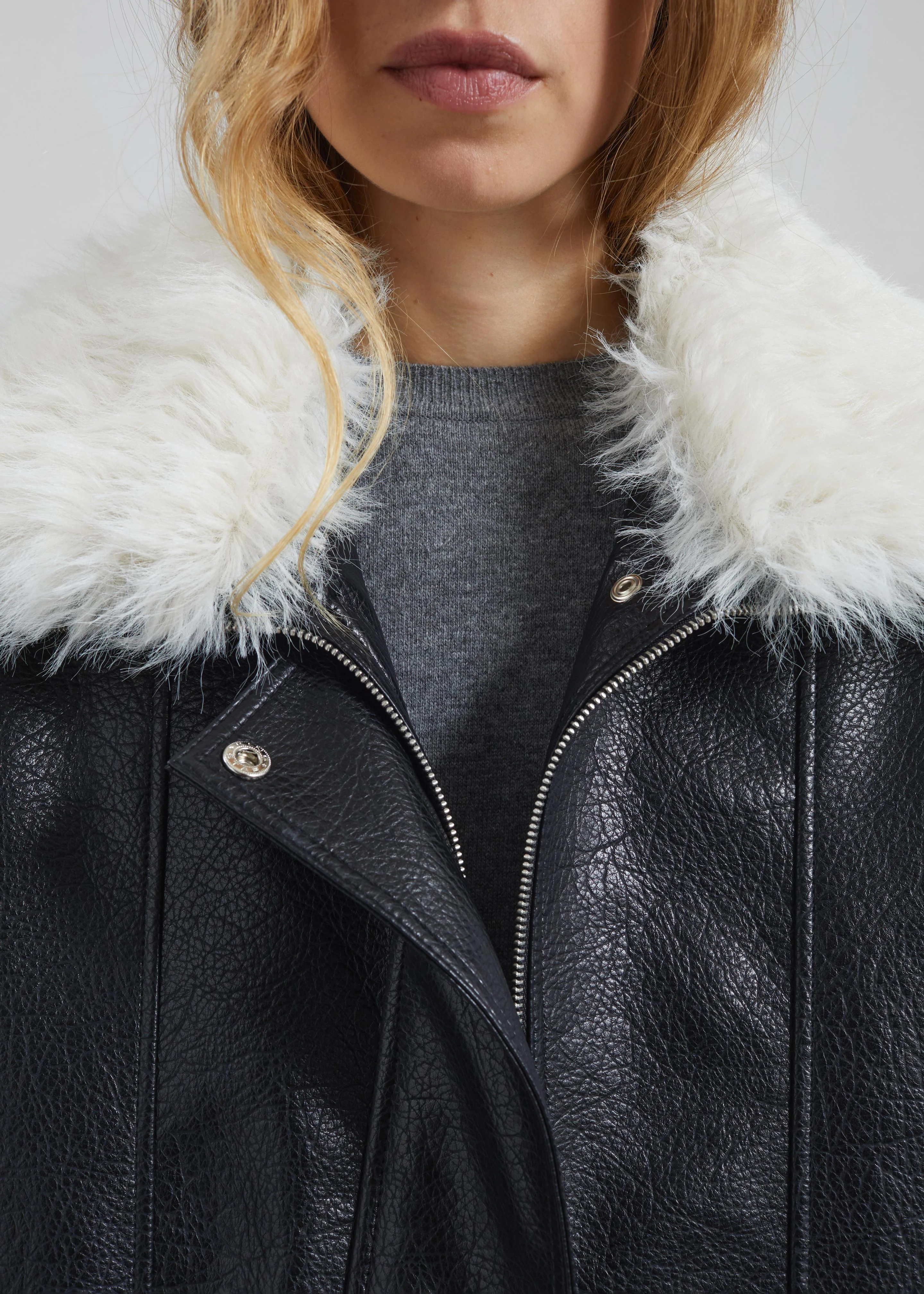 Gemonio Faux Leather Jacket - Black - Image 9