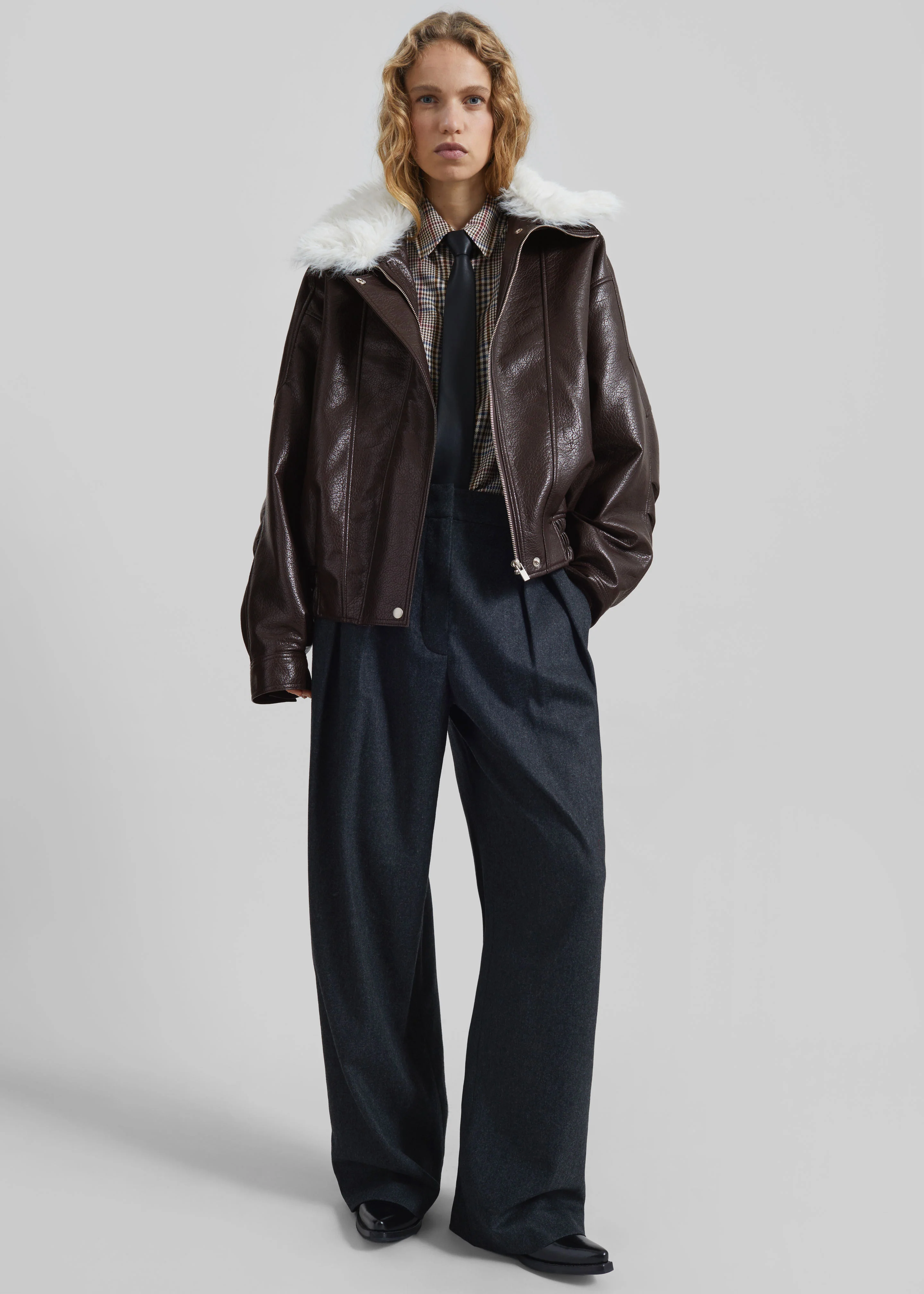Gemonio Faux Leather Jacket - Brown - Image 2