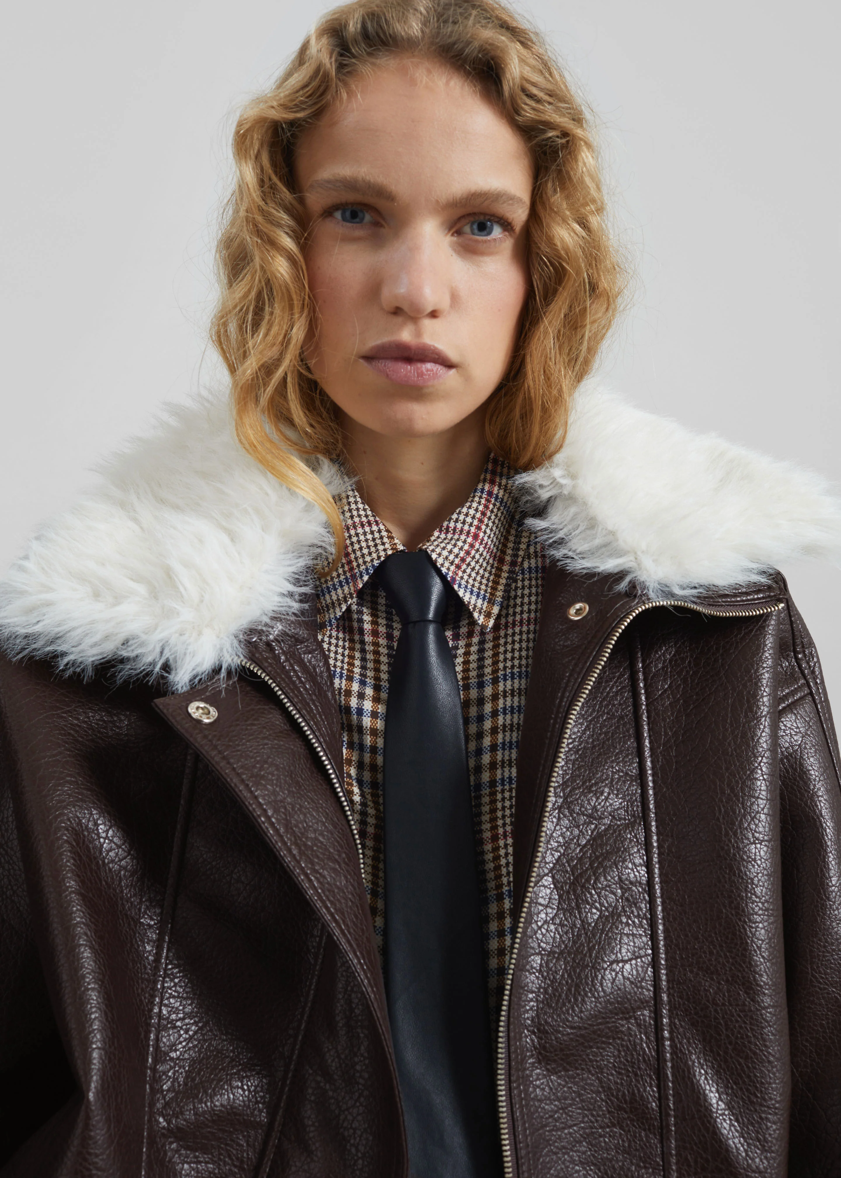 Gemonio Faux Leather Jacket - Brown - Image 4