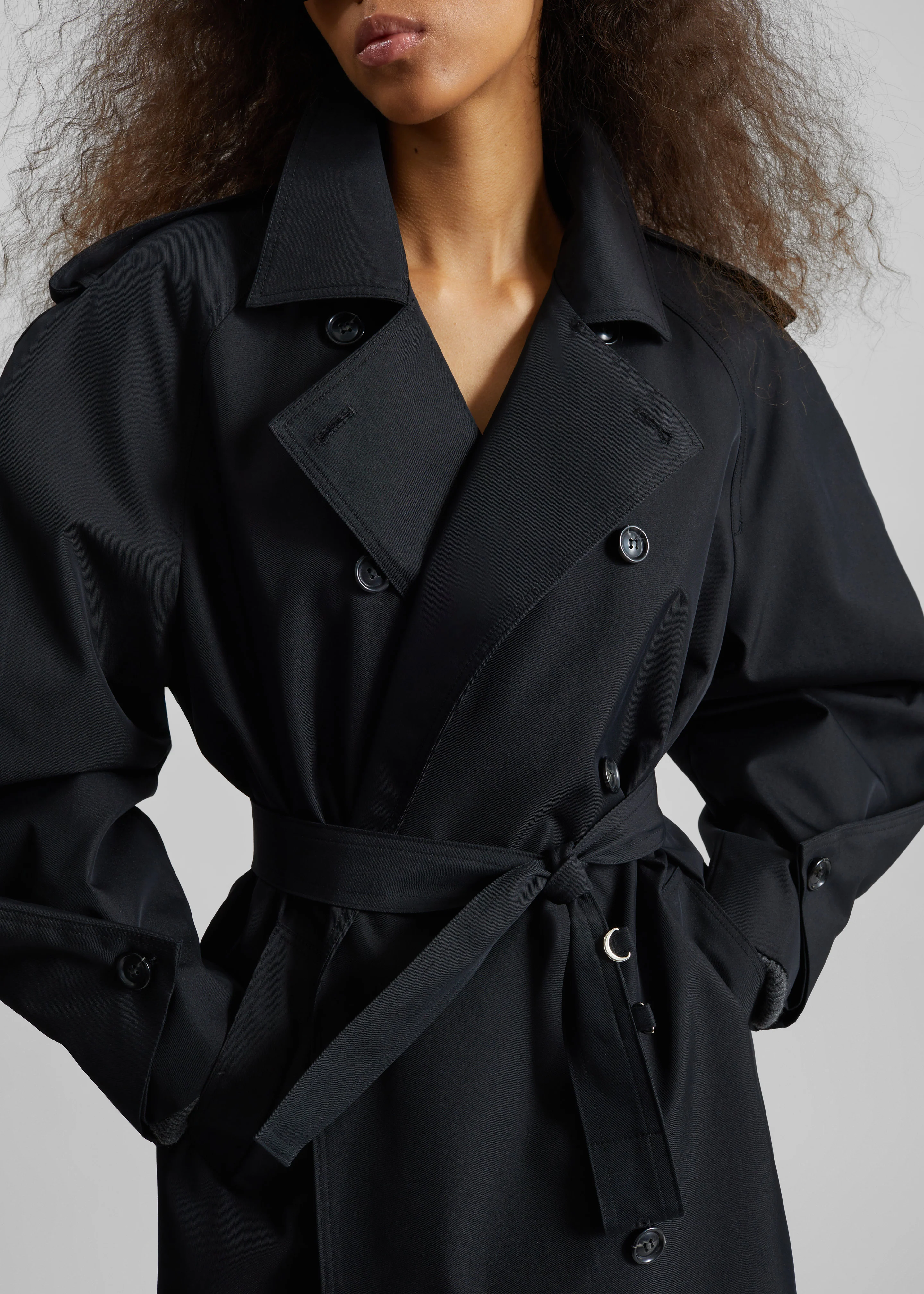 Genoa Padded Trench Coat - Black - Image 3