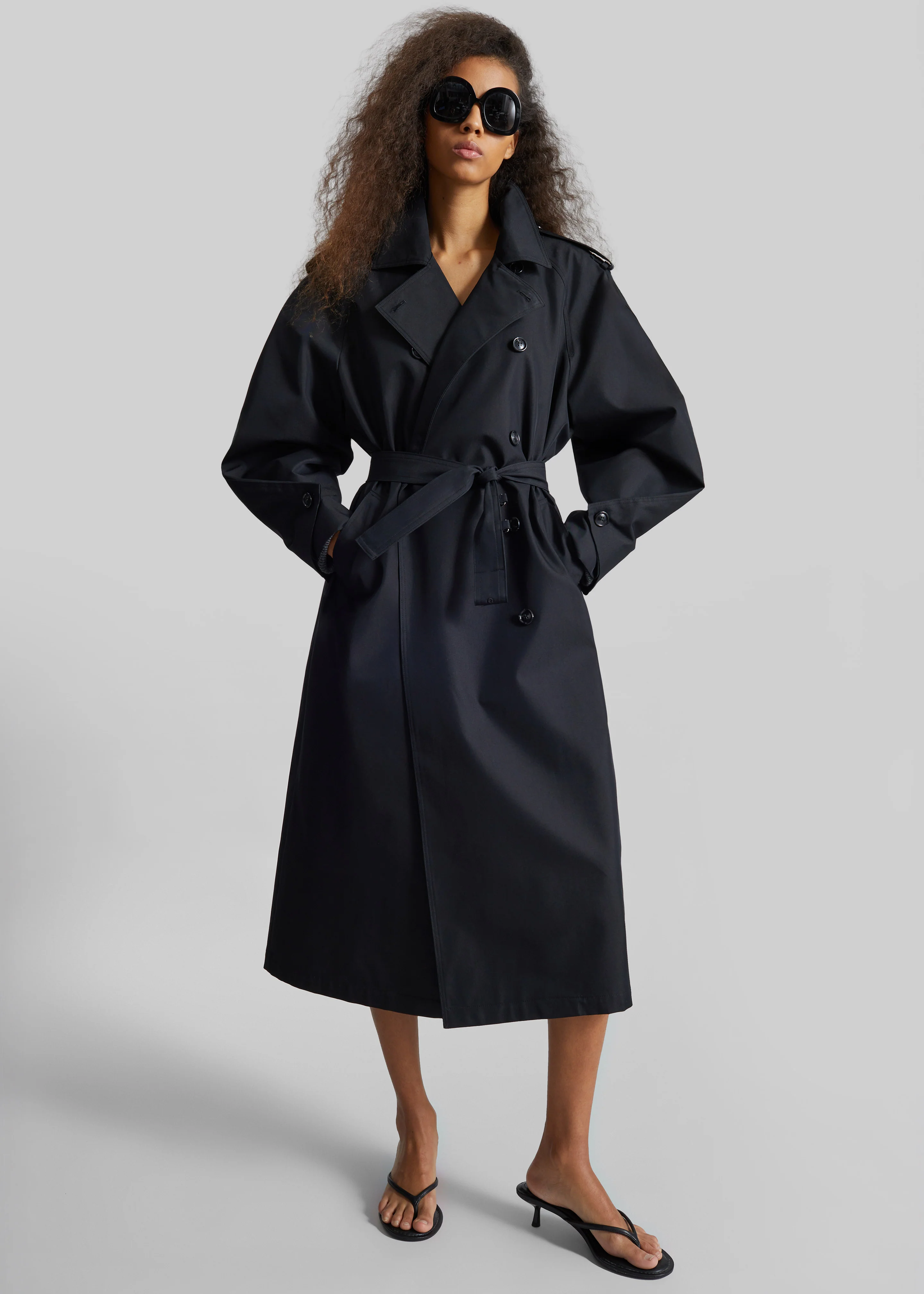 Genoa Padded Trench Coat - Black - Image 6