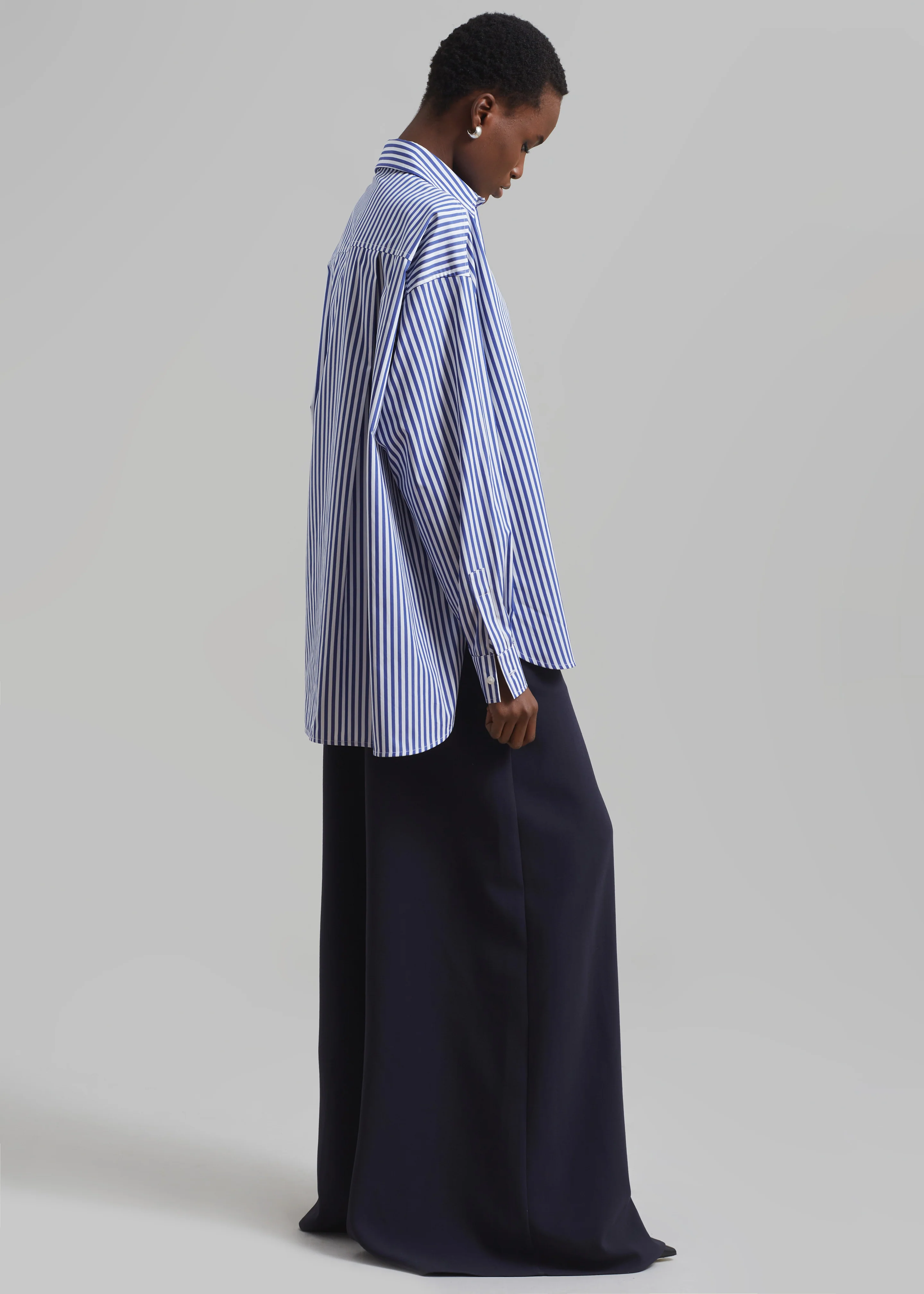 Georgia Boxy Shirt - White/Blue Stripe - Image 4