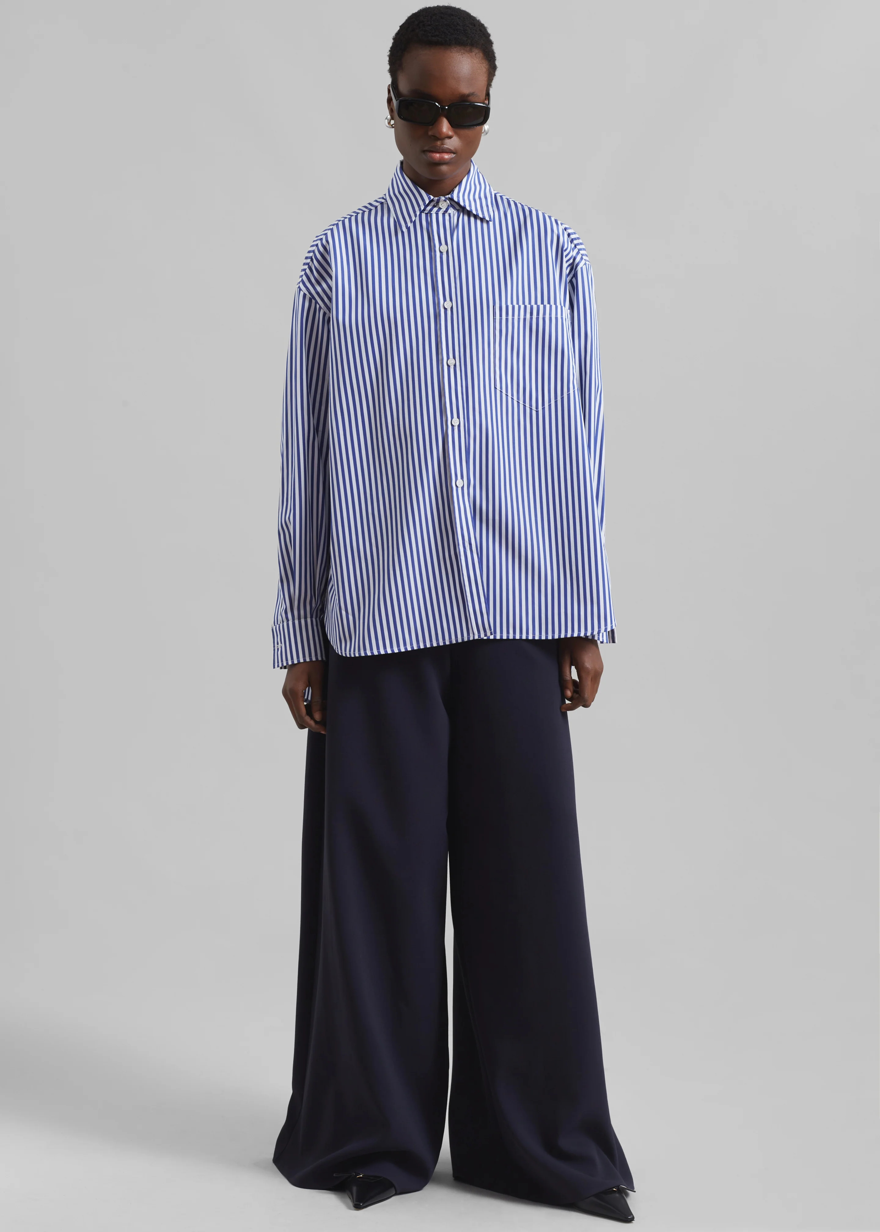 Georgia Boxy Shirt - White/Blue Stripe - Image 9