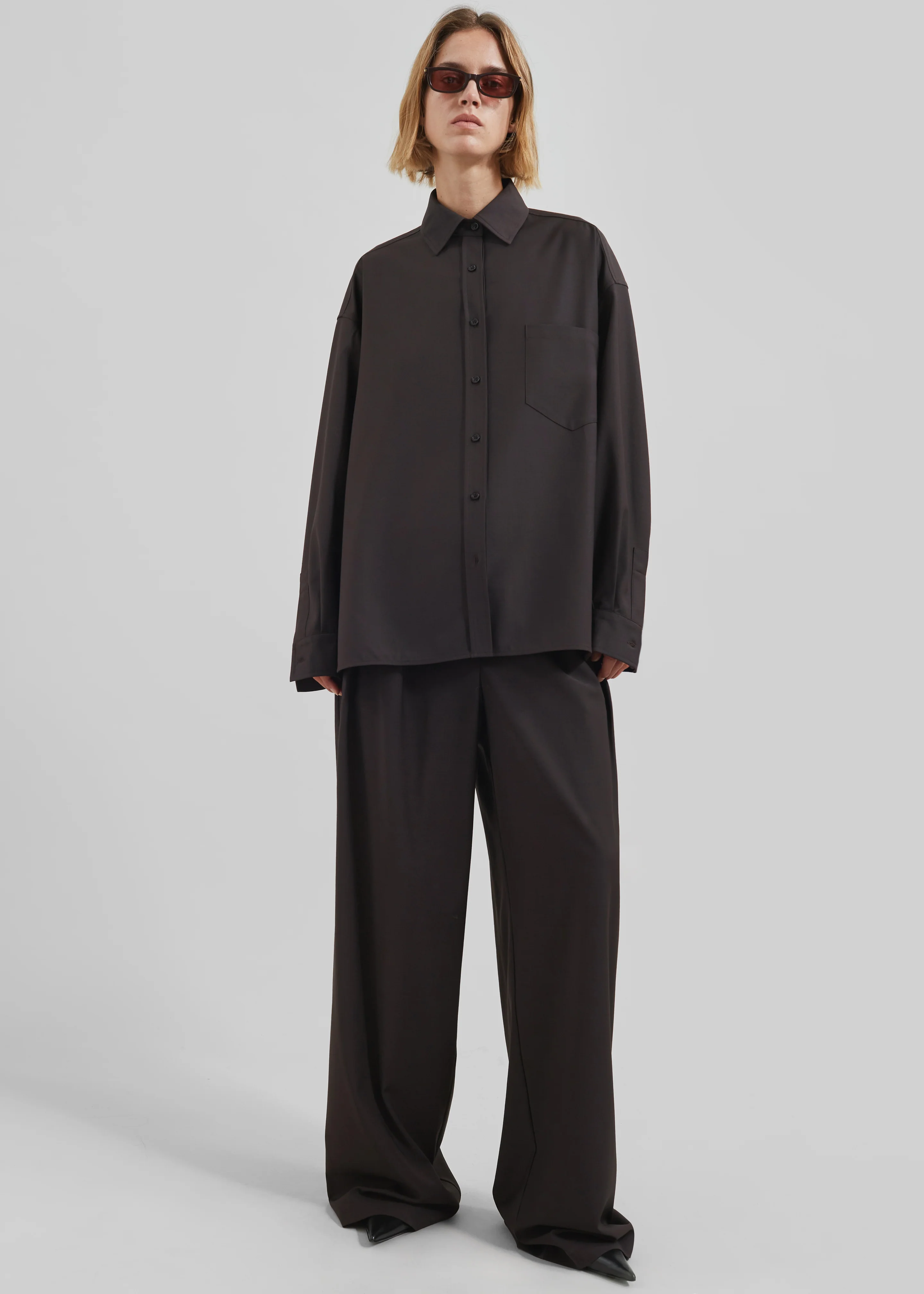 Georgia Wool Blend Shirt - Brown - Image 6