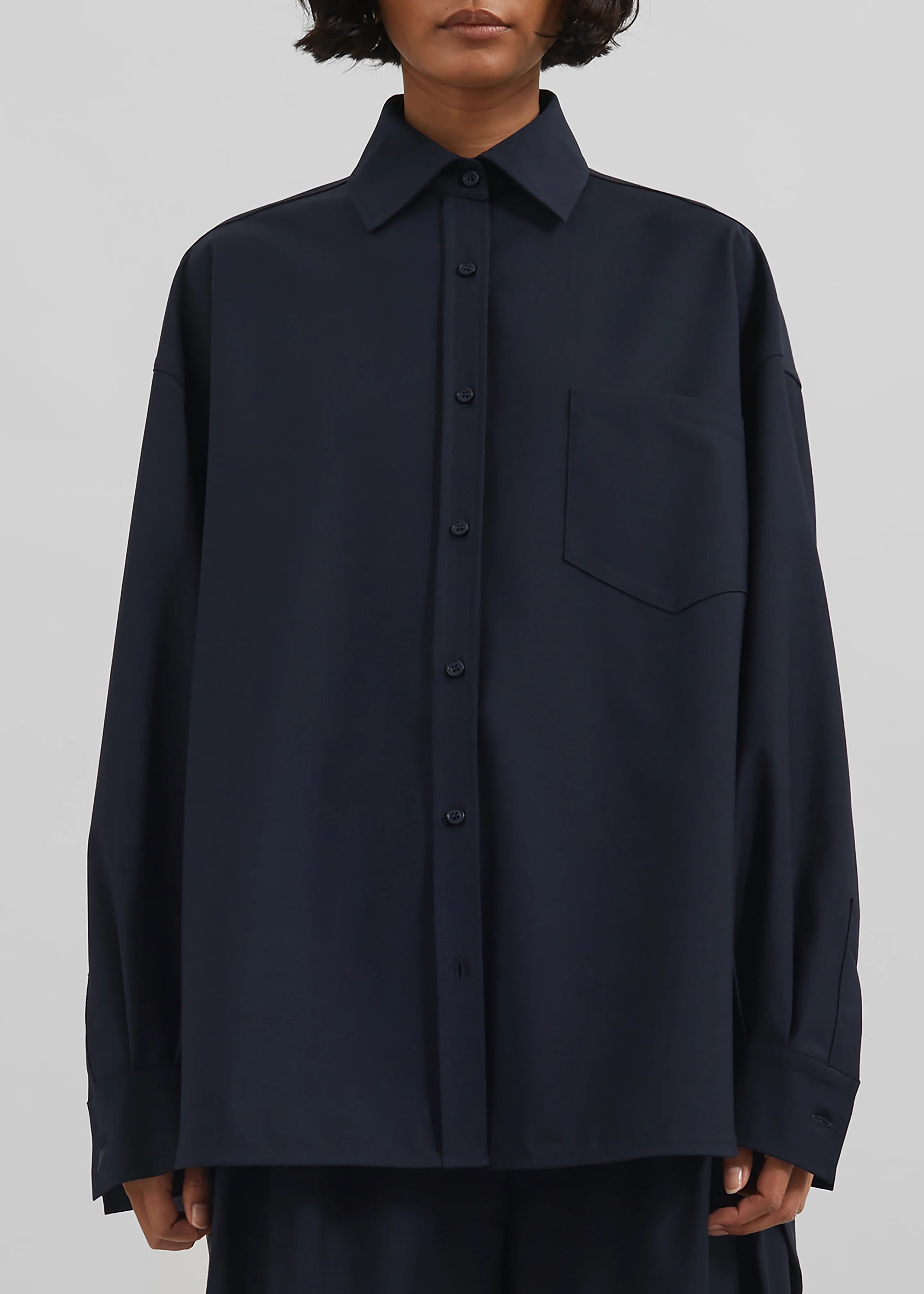 Georgia Wool Blend Shirt - Dark Navy - Image 3