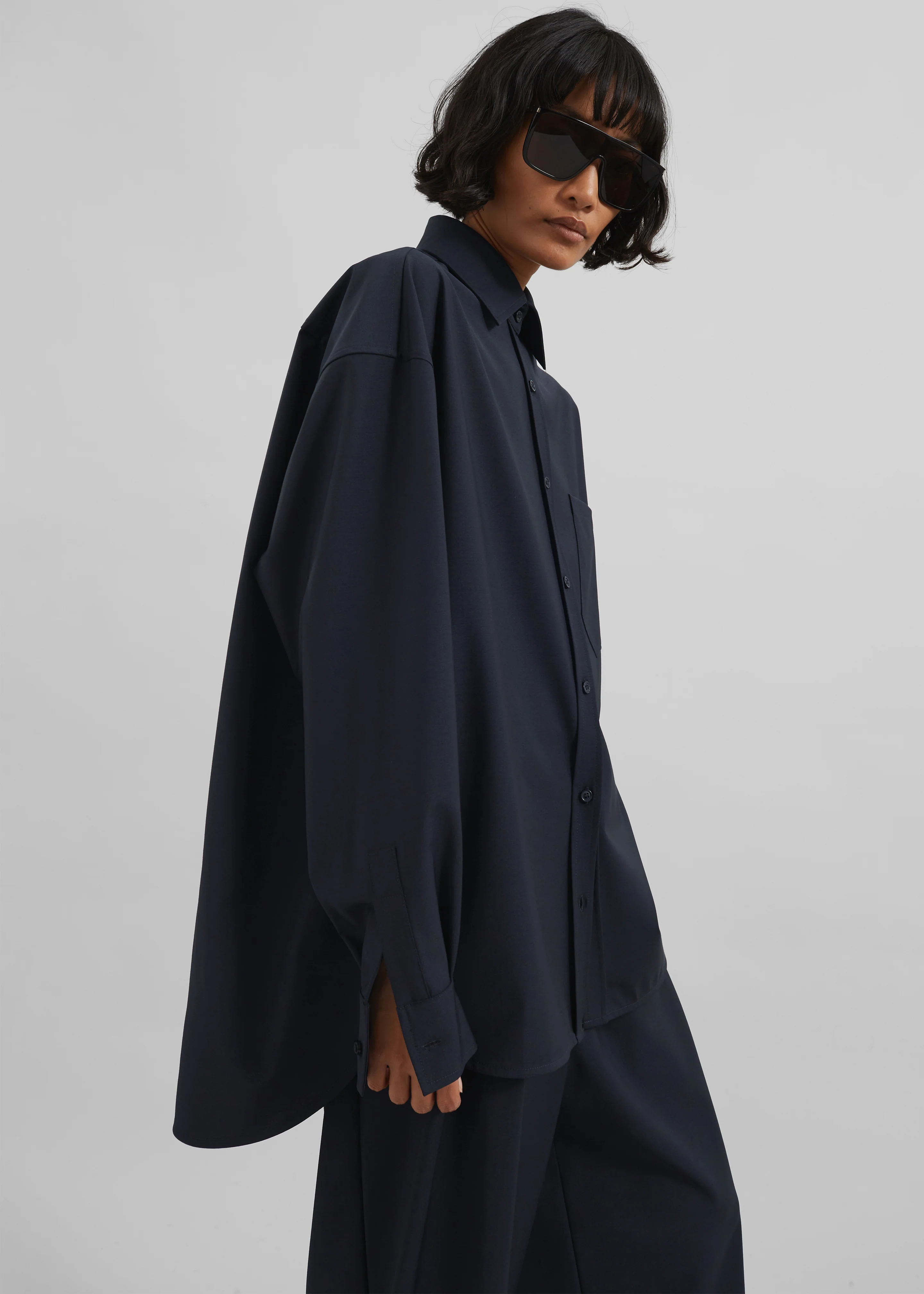 Georgia Wool Blend Shirt - Dark Navy - Image 4