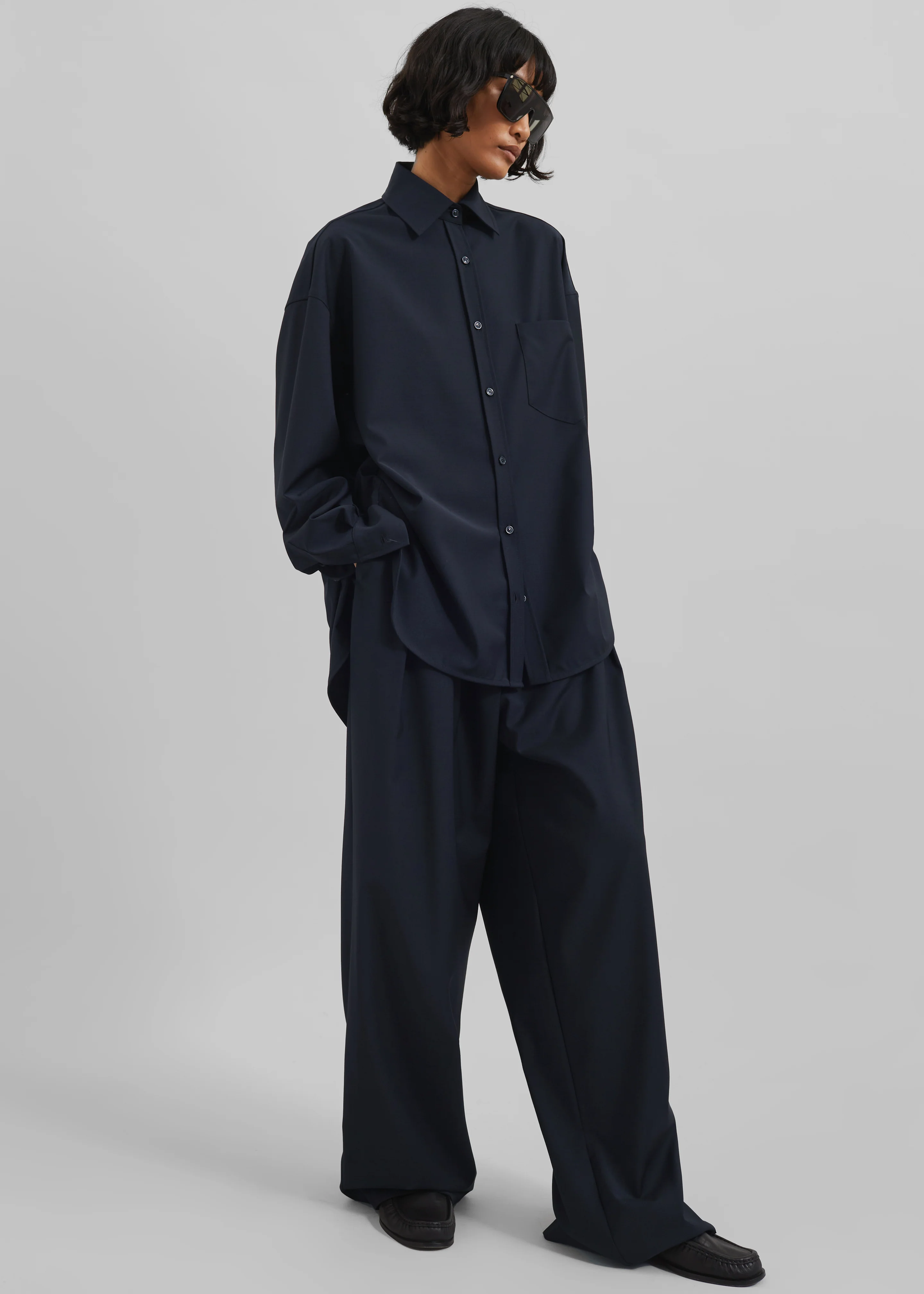 Georgia Wool Blend Shirt - Dark Navy - Image 5