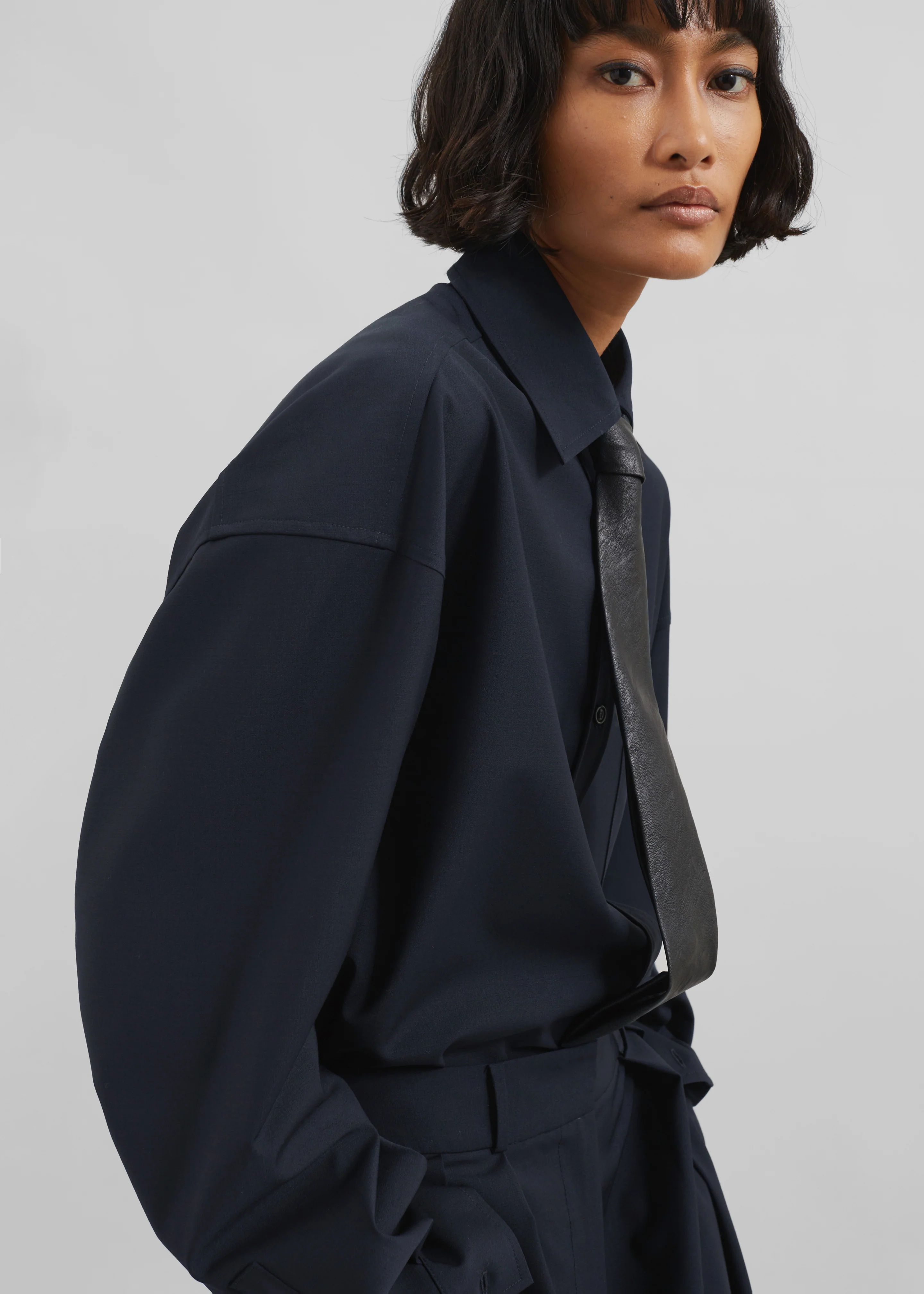 Georgia Wool Blend Shirt - Dark Navy - Image 7