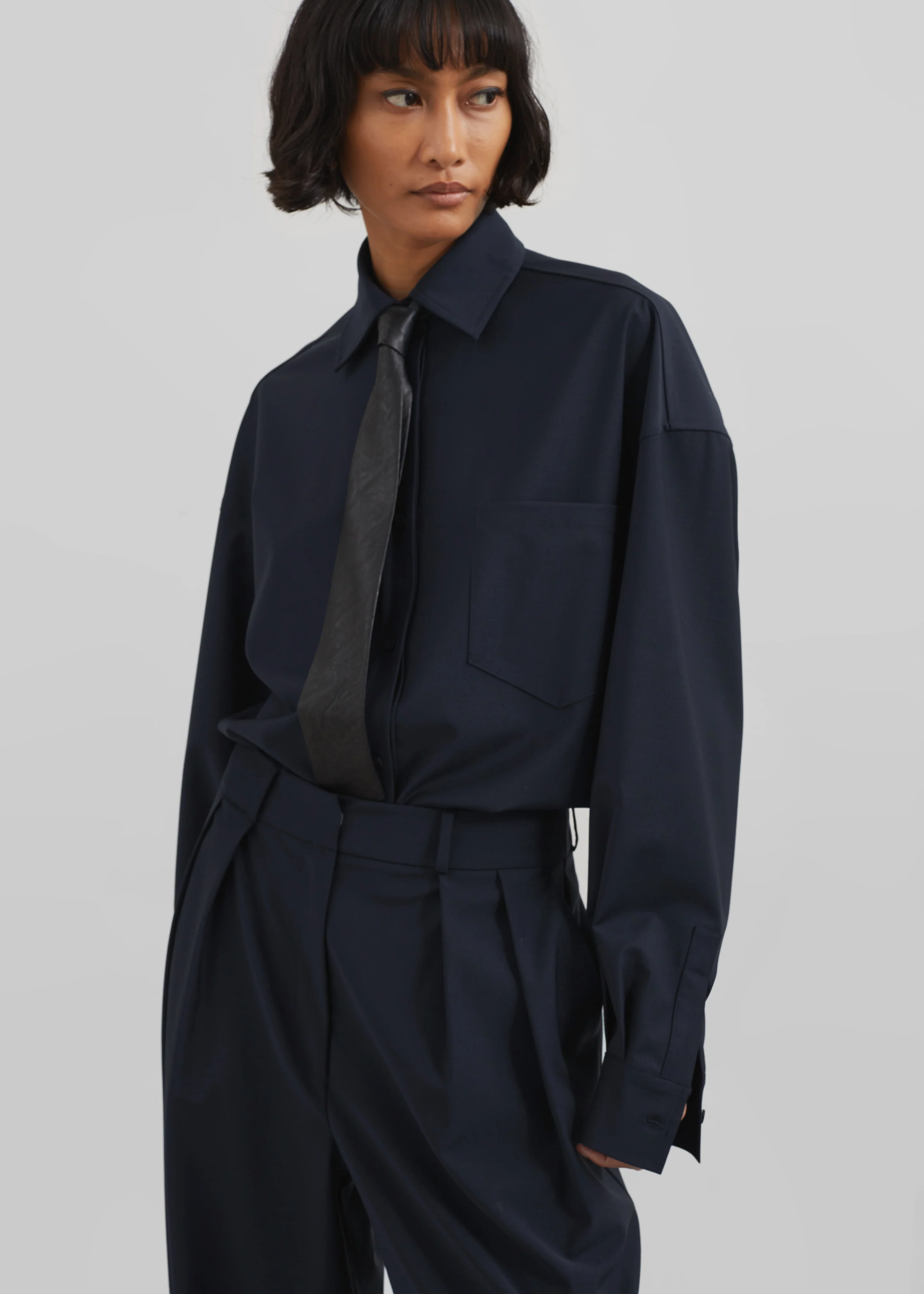 Georgia Wool Blend Shirt - Dark Navy - Image 9