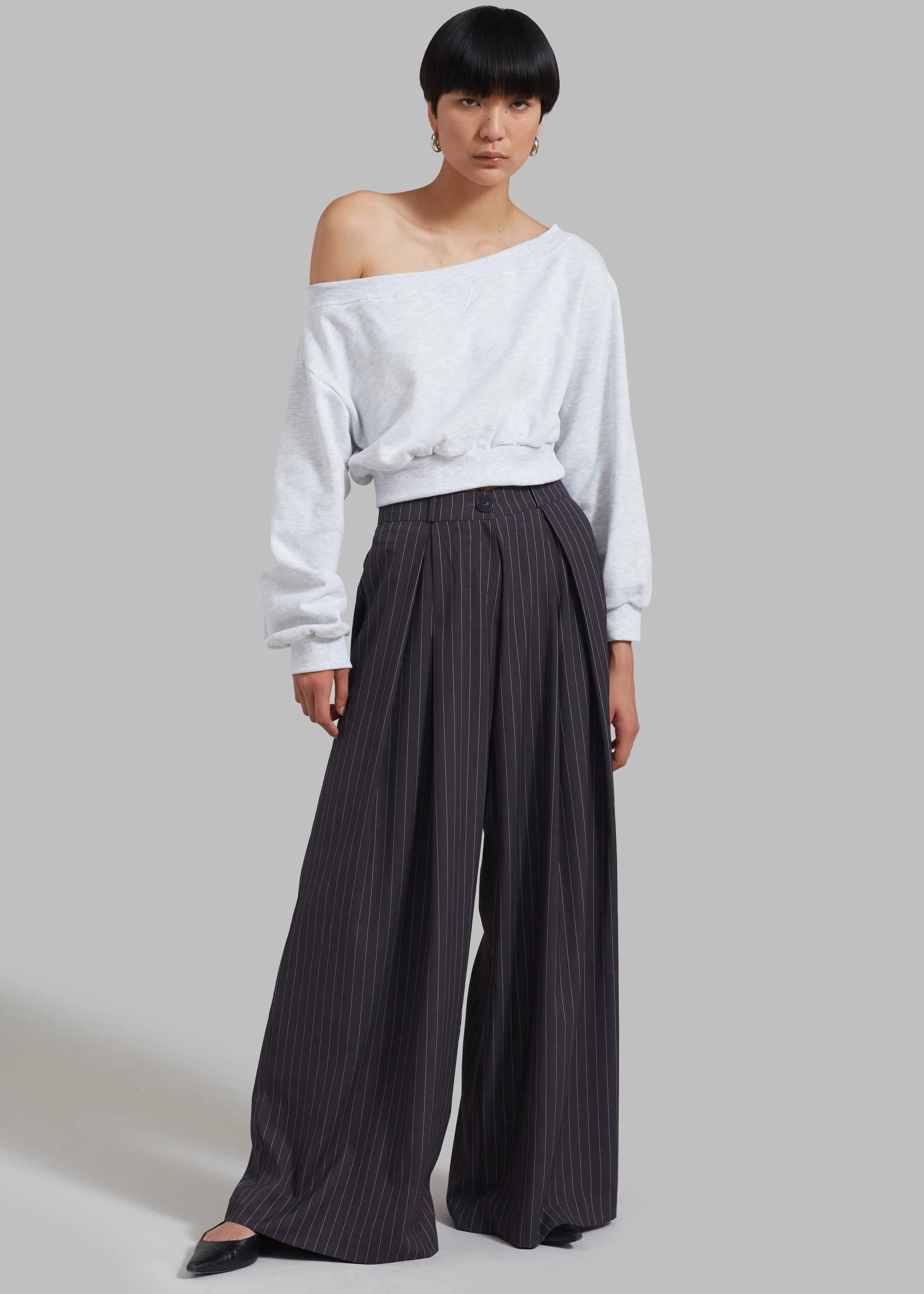 Gine Cropped Sweatshirt - Grey Melange - Image 5