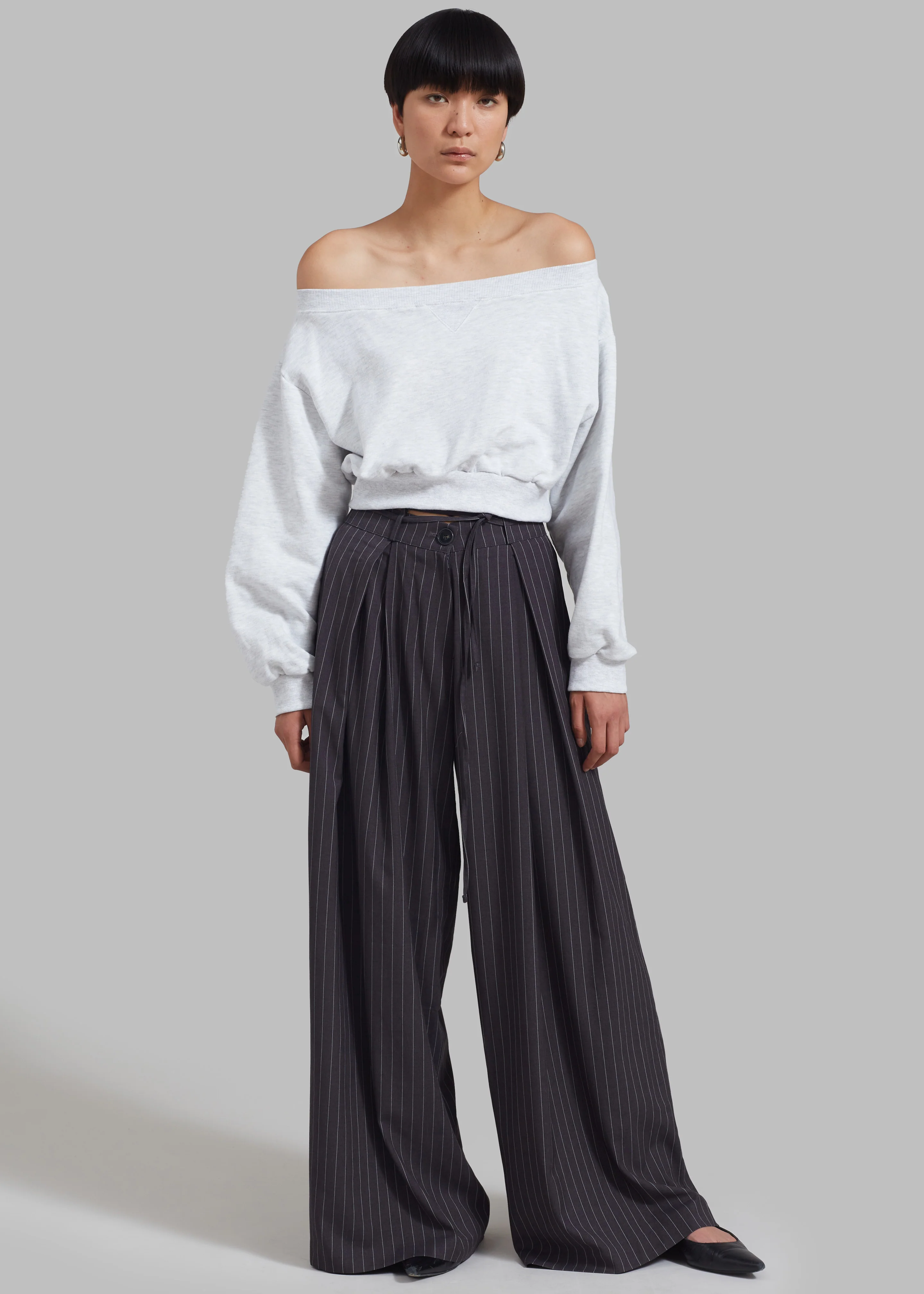 Gine Cropped Sweatshirt - Grey Melange - Image 8