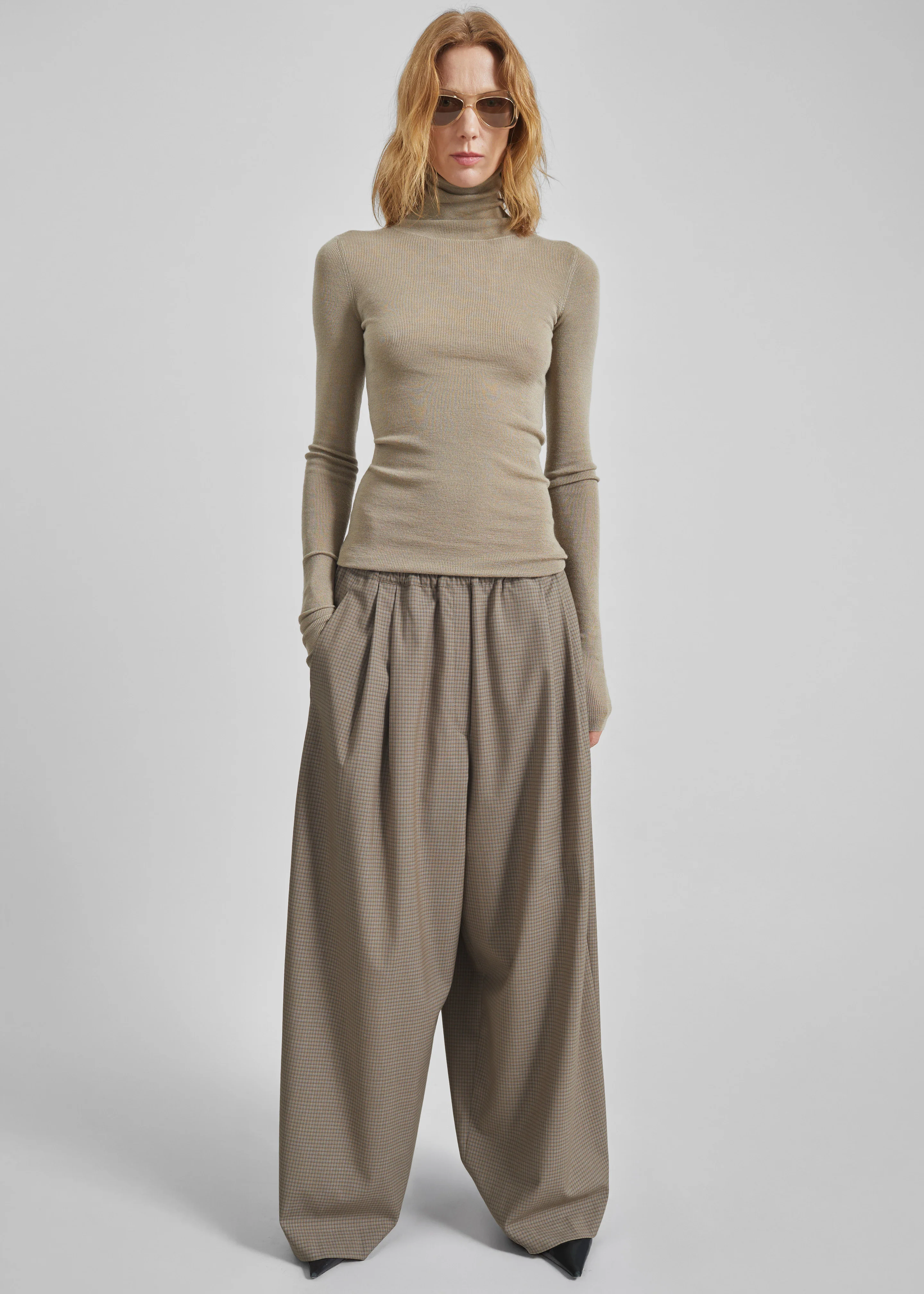 Gistel Pleated Pants - Beige Plaid - Image 7