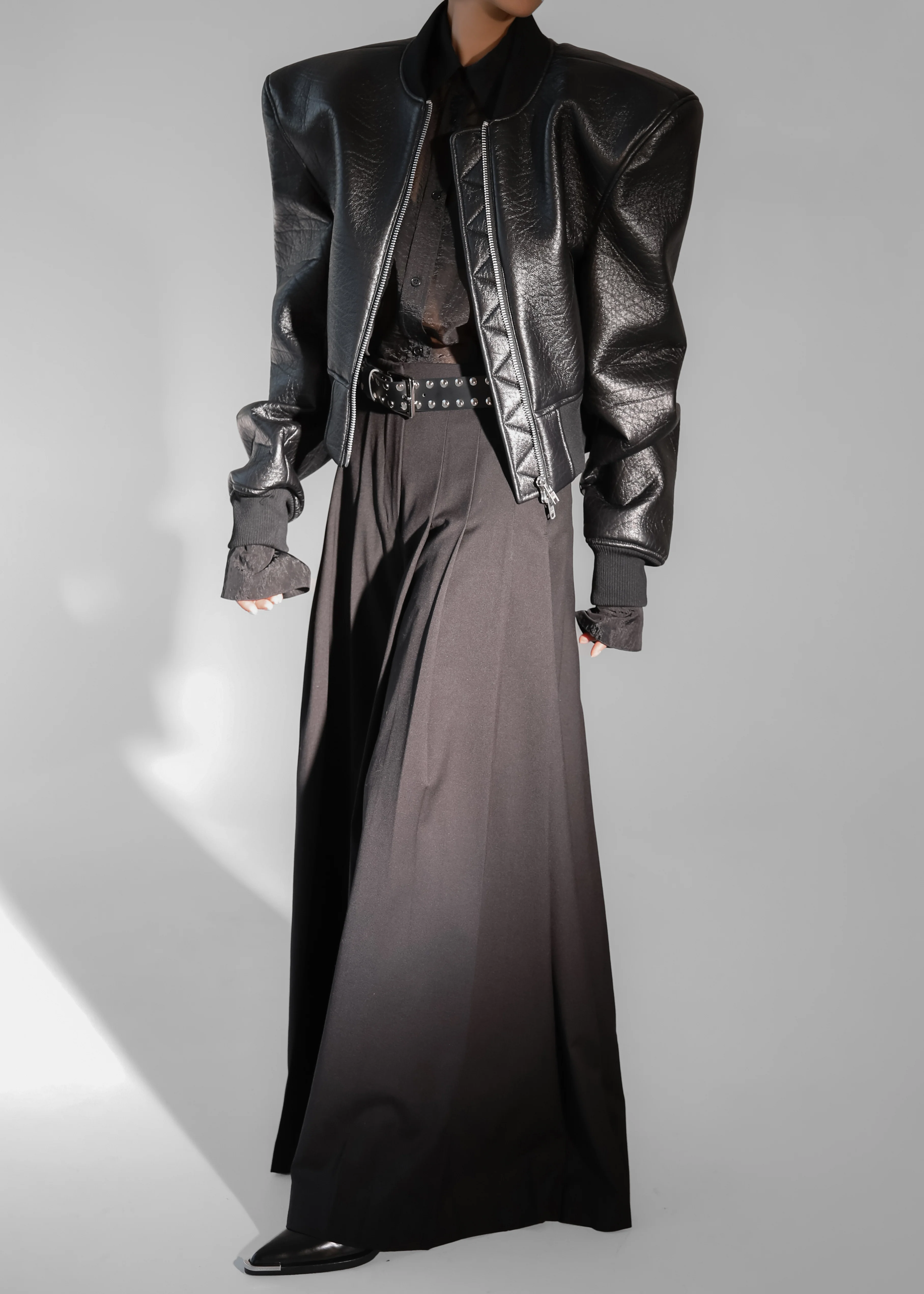 Glane Faux Leather Bomber Jacket - Black - Image 8