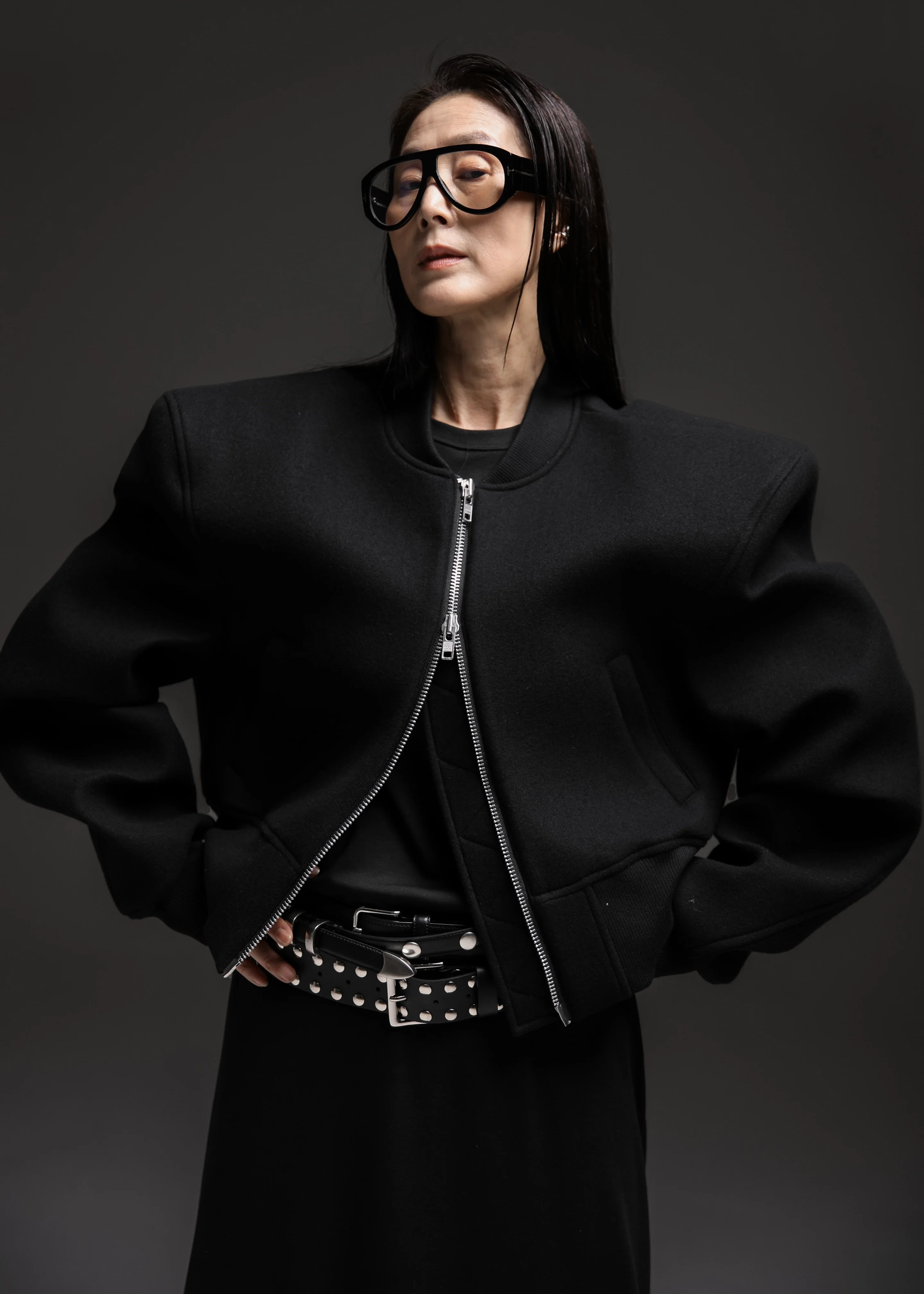Glane Padded Wool Bomber Jacket - Black - Image 2