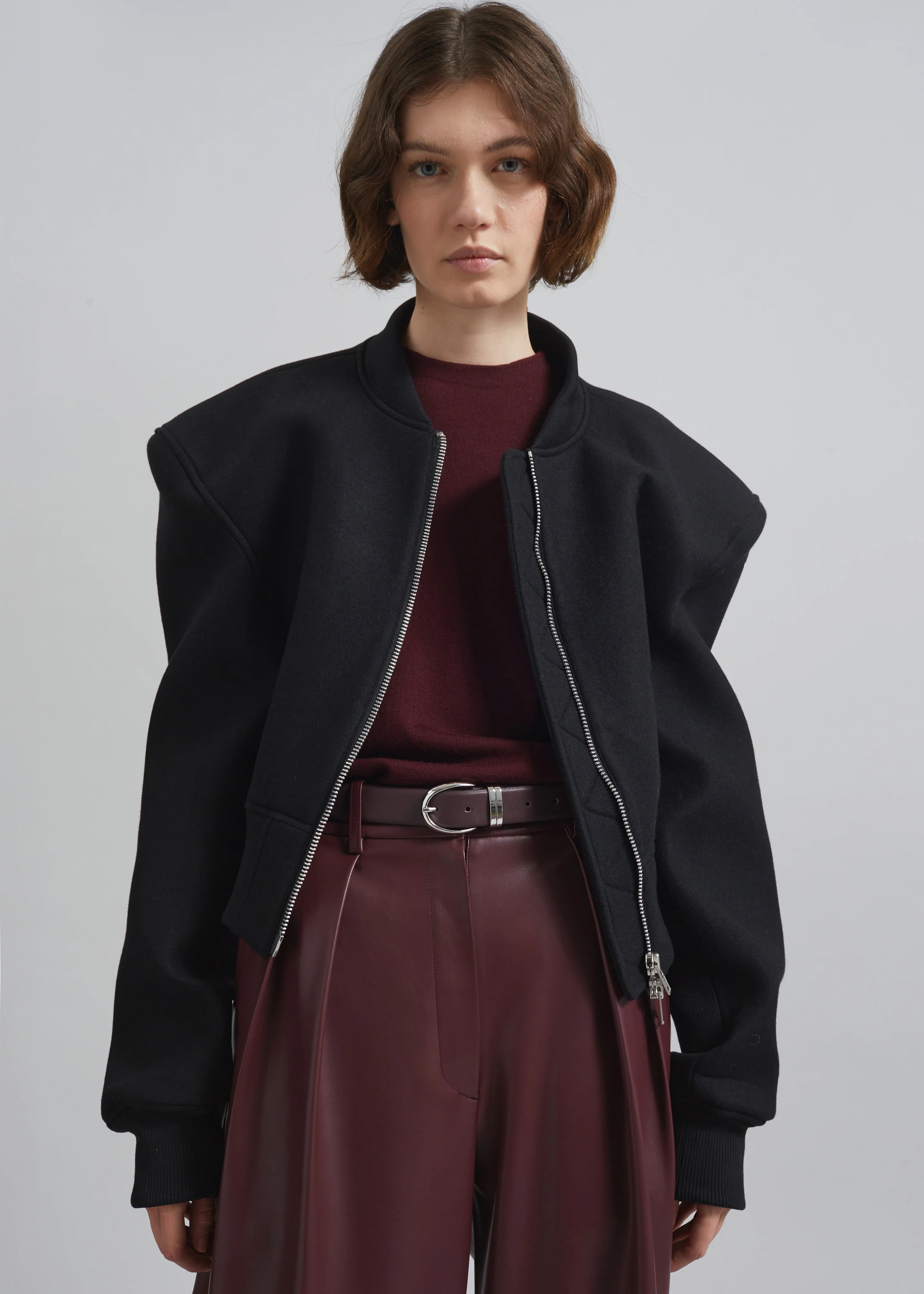 Glane Padded Wool Bomber Jacket - Black - Image 3