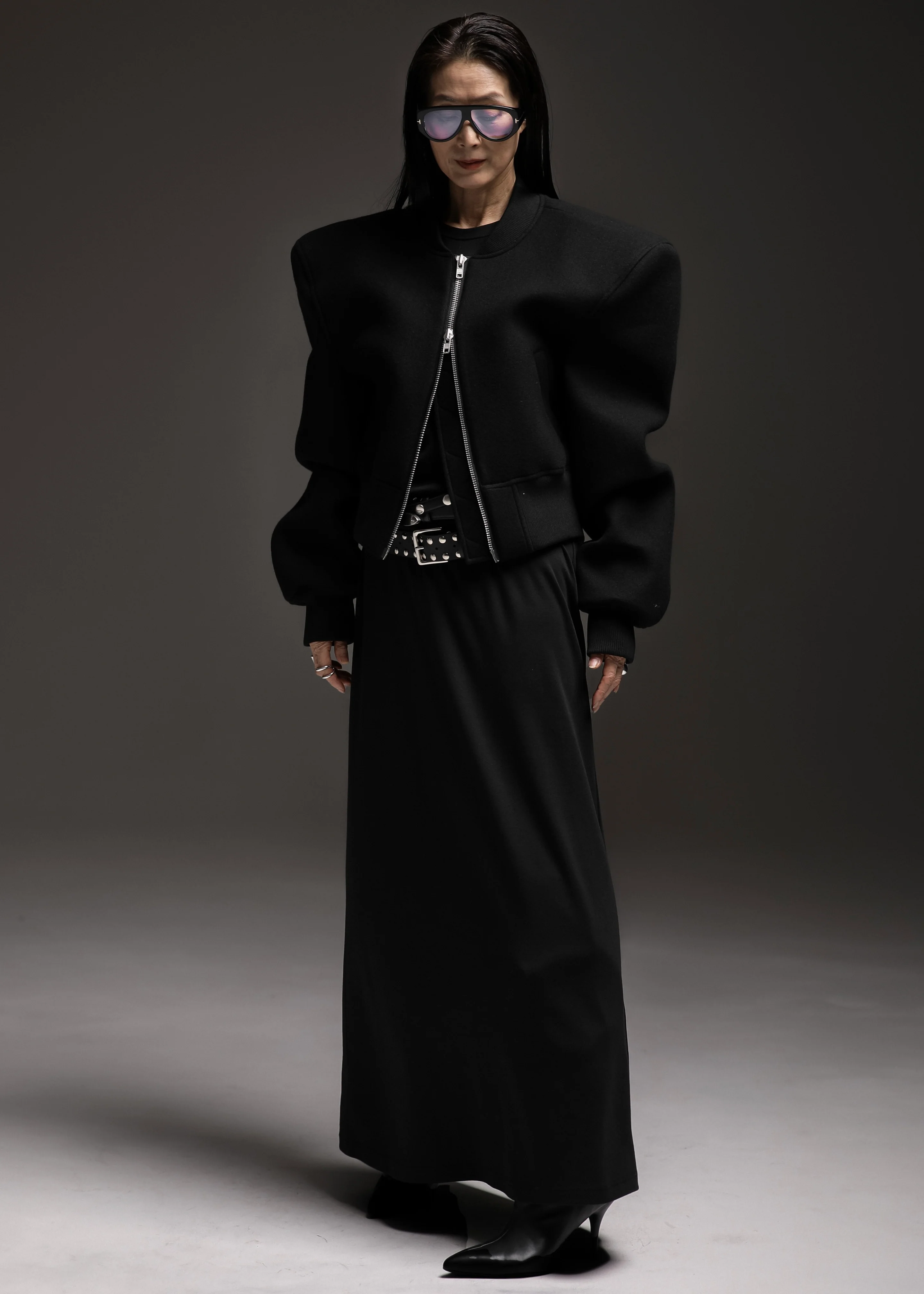 Glane Padded Wool Bomber Jacket - Black - Image 4