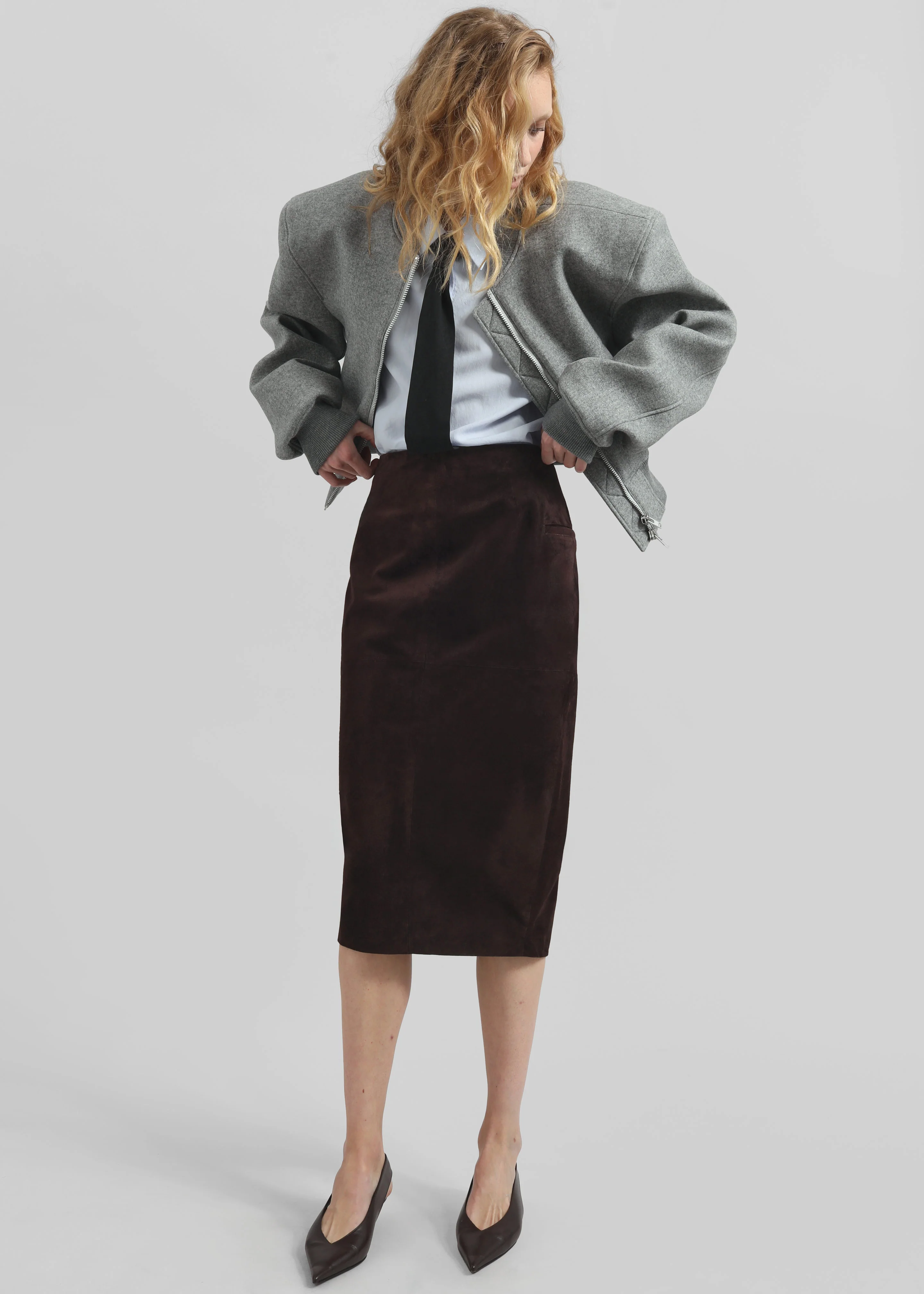 Glane Padded Wool Bomber Jacket - Grey Melange - Image 2