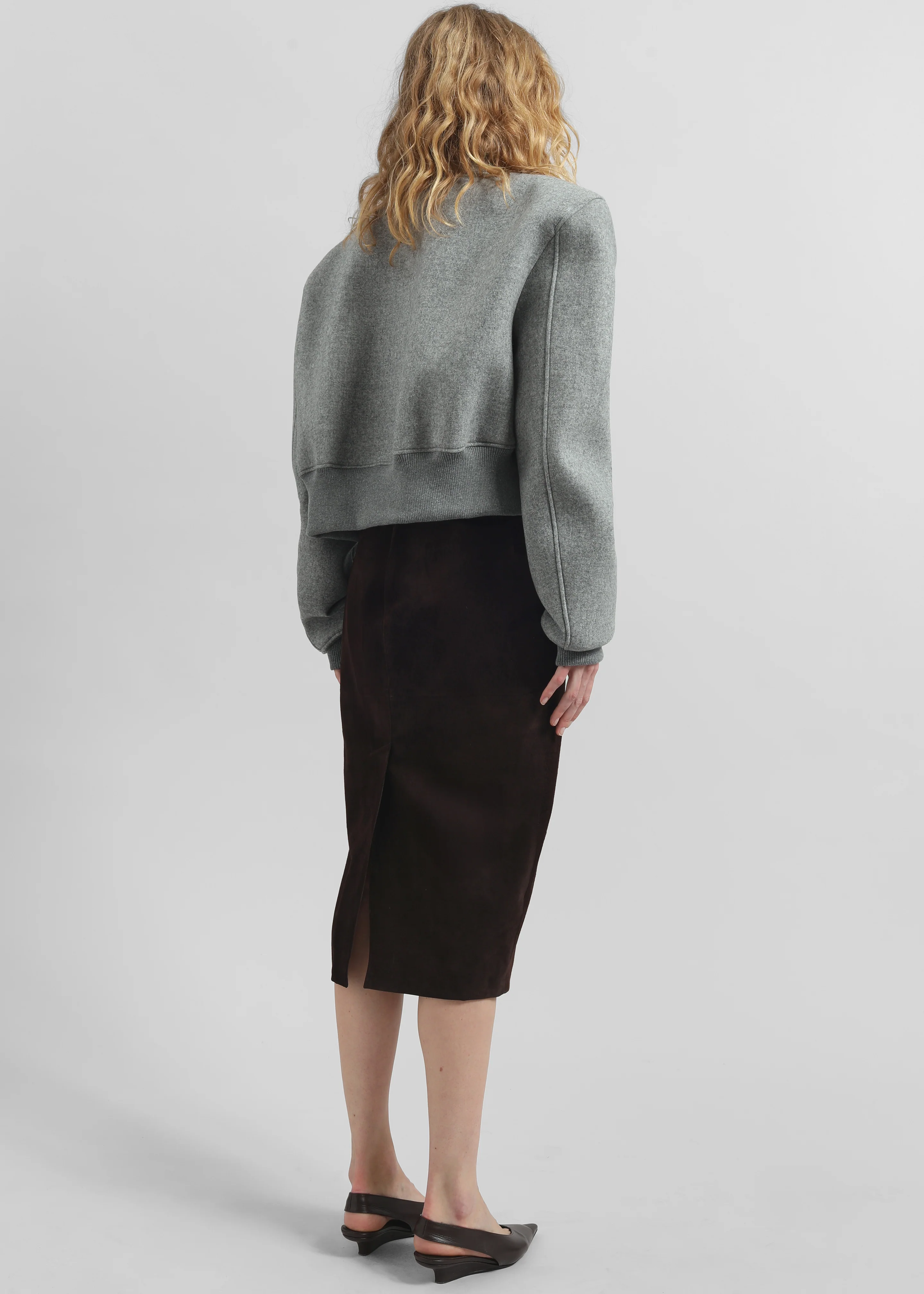 Glane Padded Wool Bomber Jacket - Grey Melange - Image 6