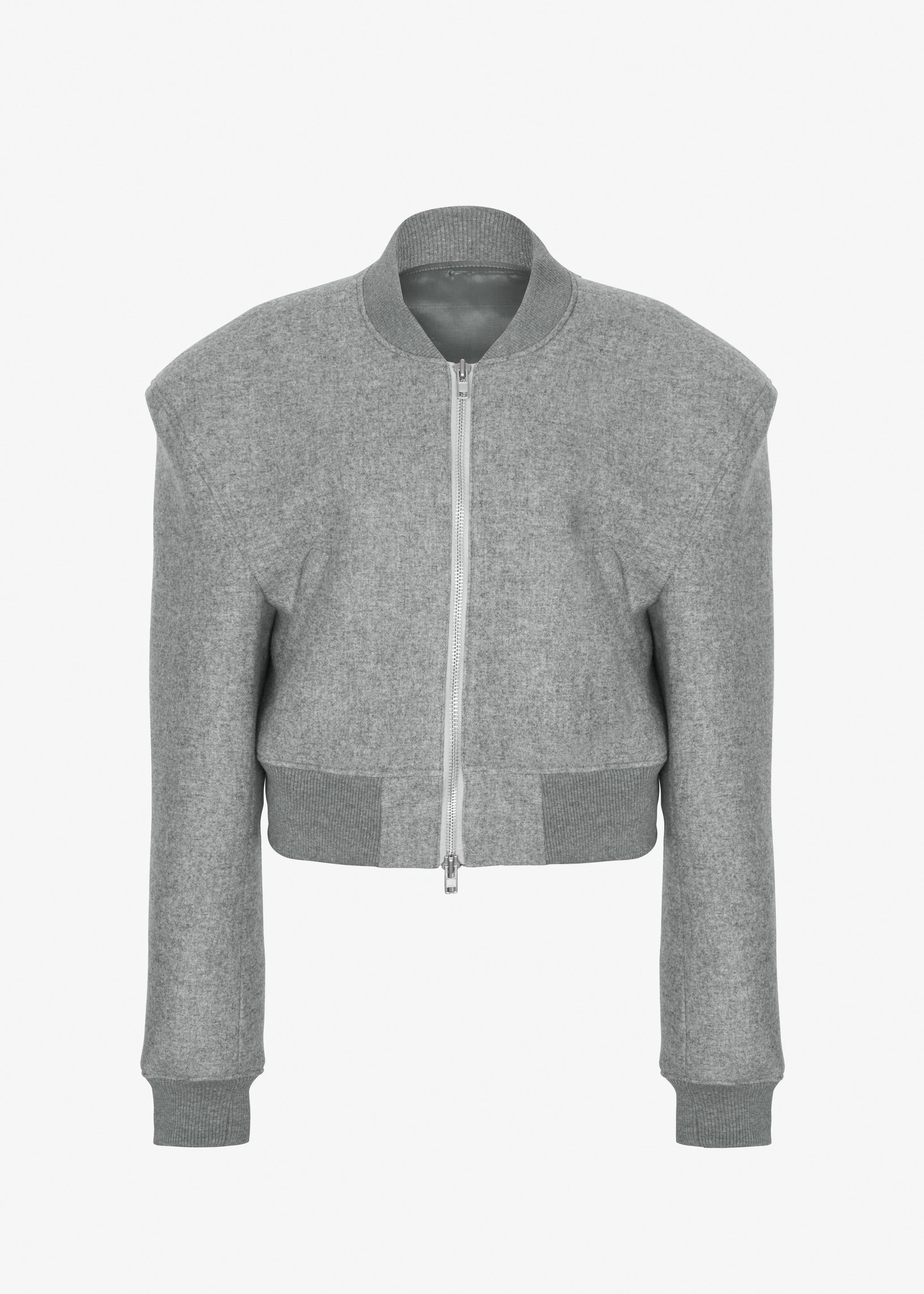 Glane Padded Wool Bomber Jacket - Grey Melange - Image 7
