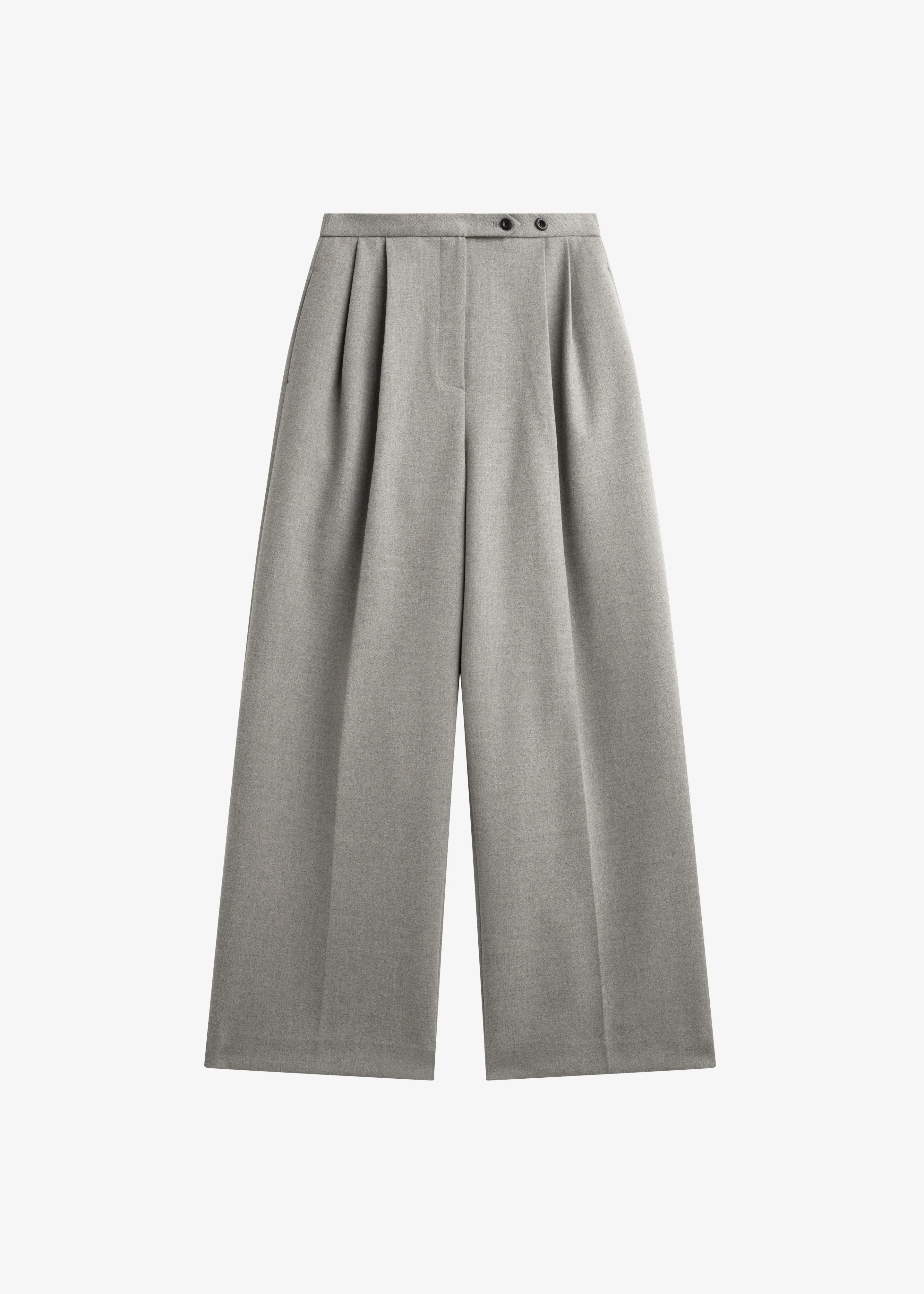 Haflso Pleated Wide Trousers - Beige Melange - Image 8