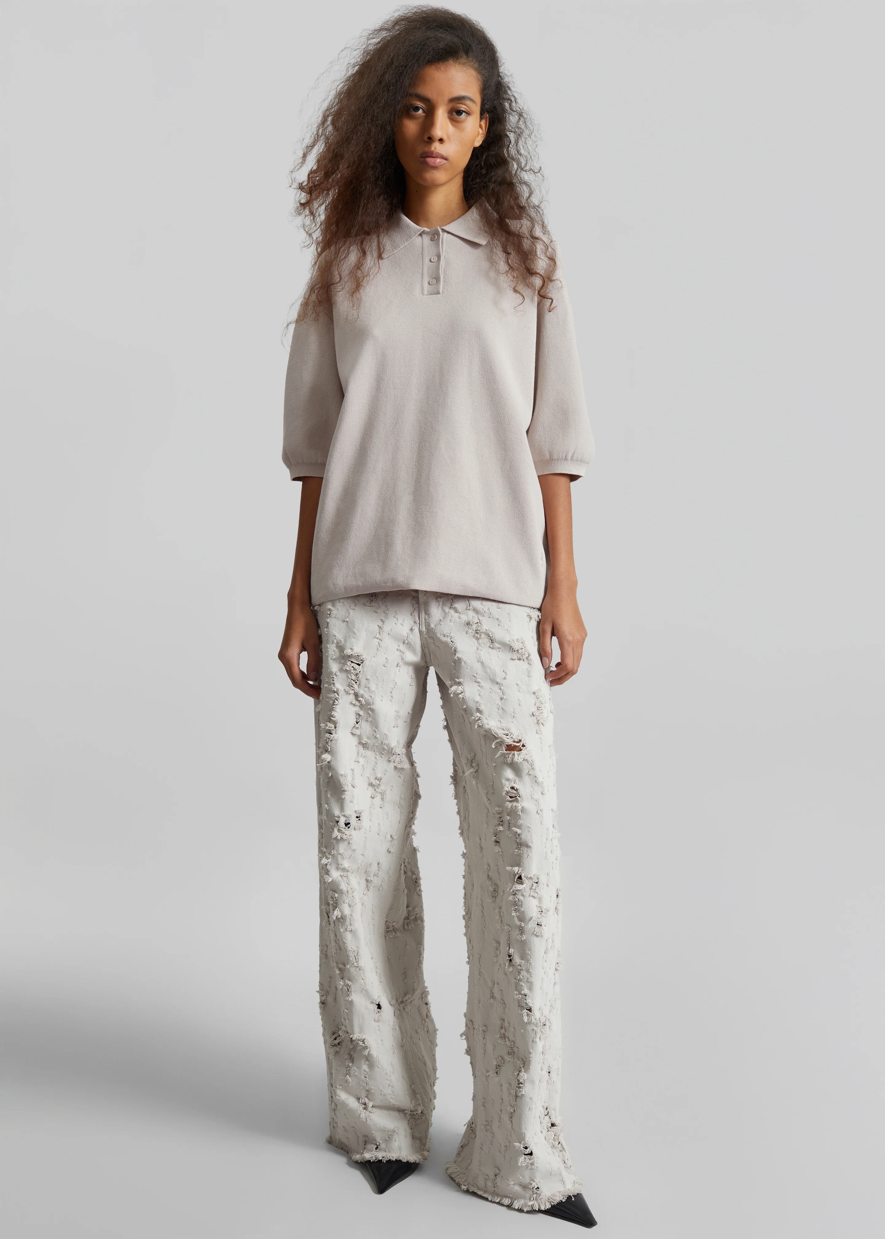 Haikure Bethany Bull Destroy Jeans - Wind Grey - Image 4