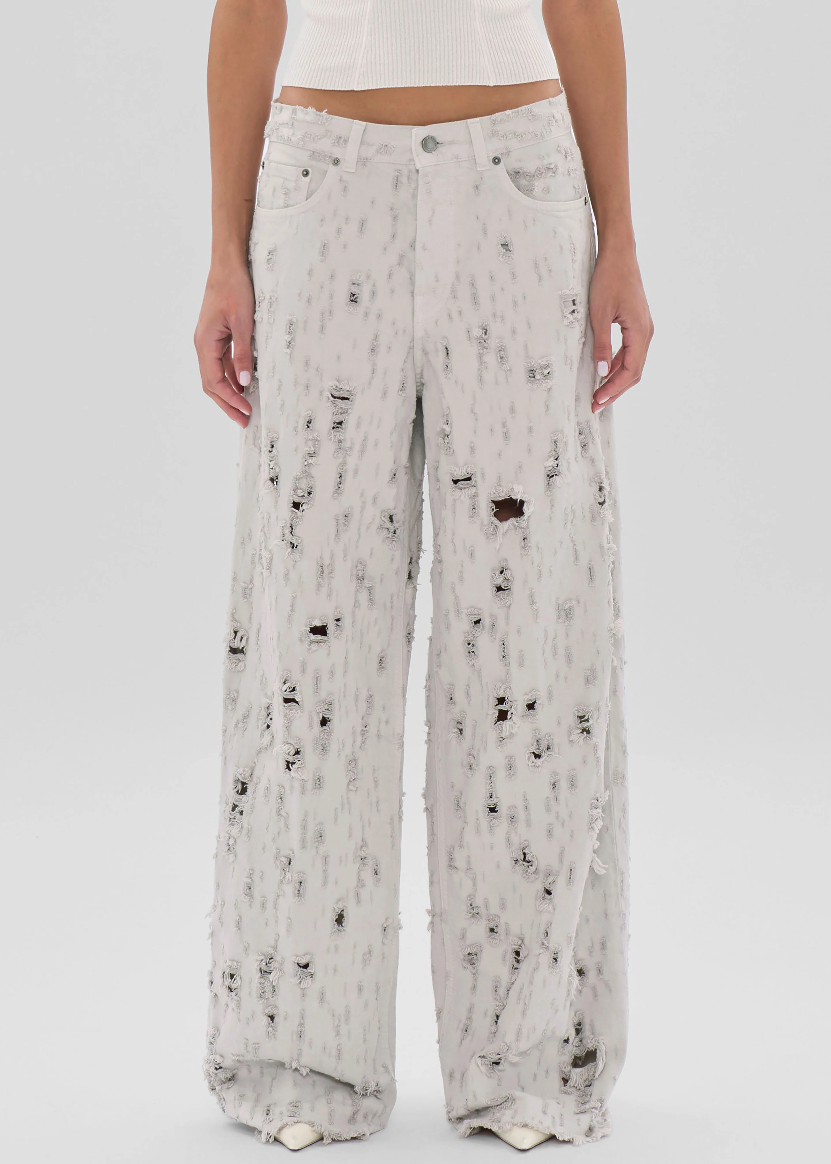 Haikure Bethany Bull Destroy Jeans - Wind Grey - Image 5