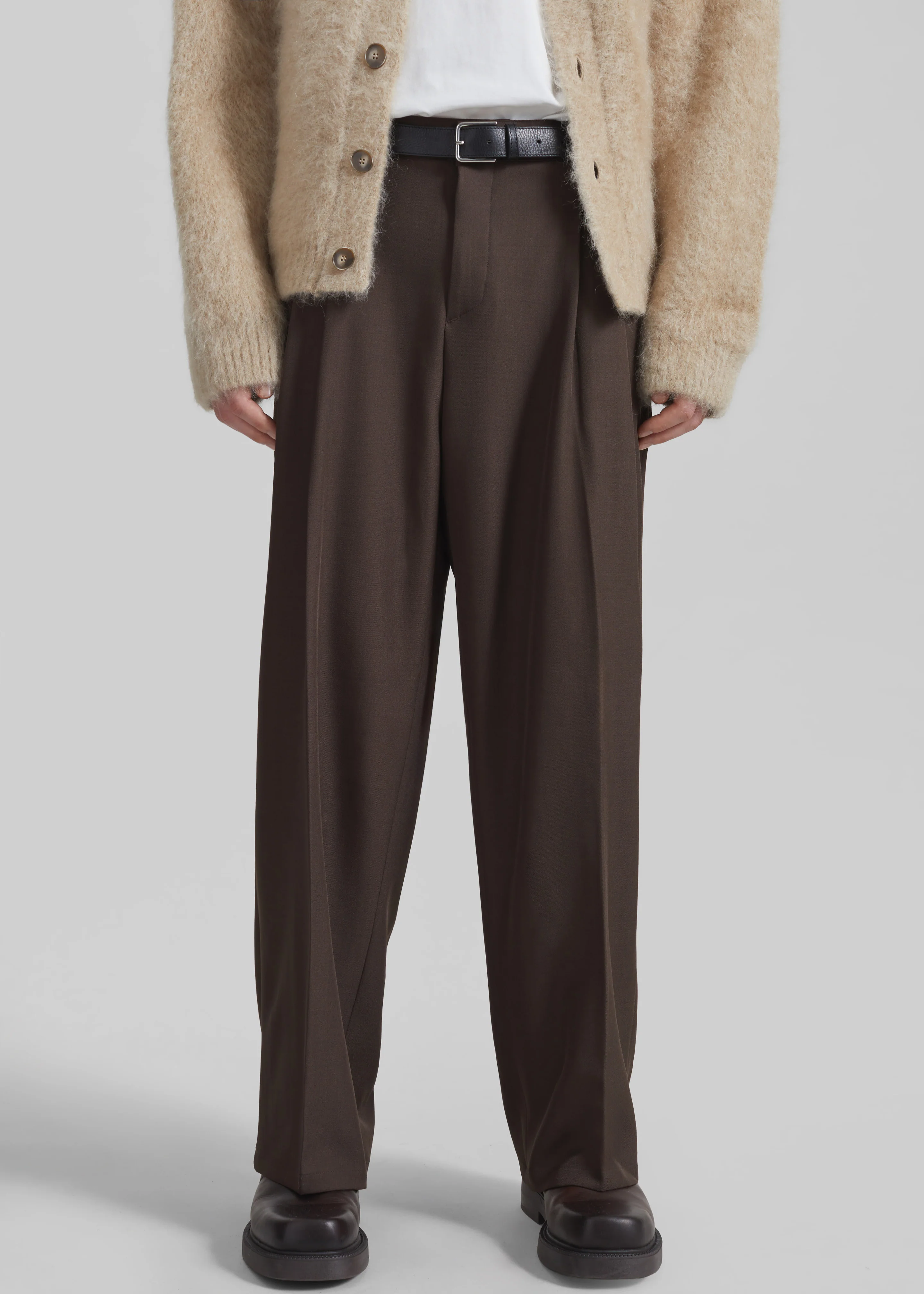 Halbert Pleated Trousers - Brown - Image 2