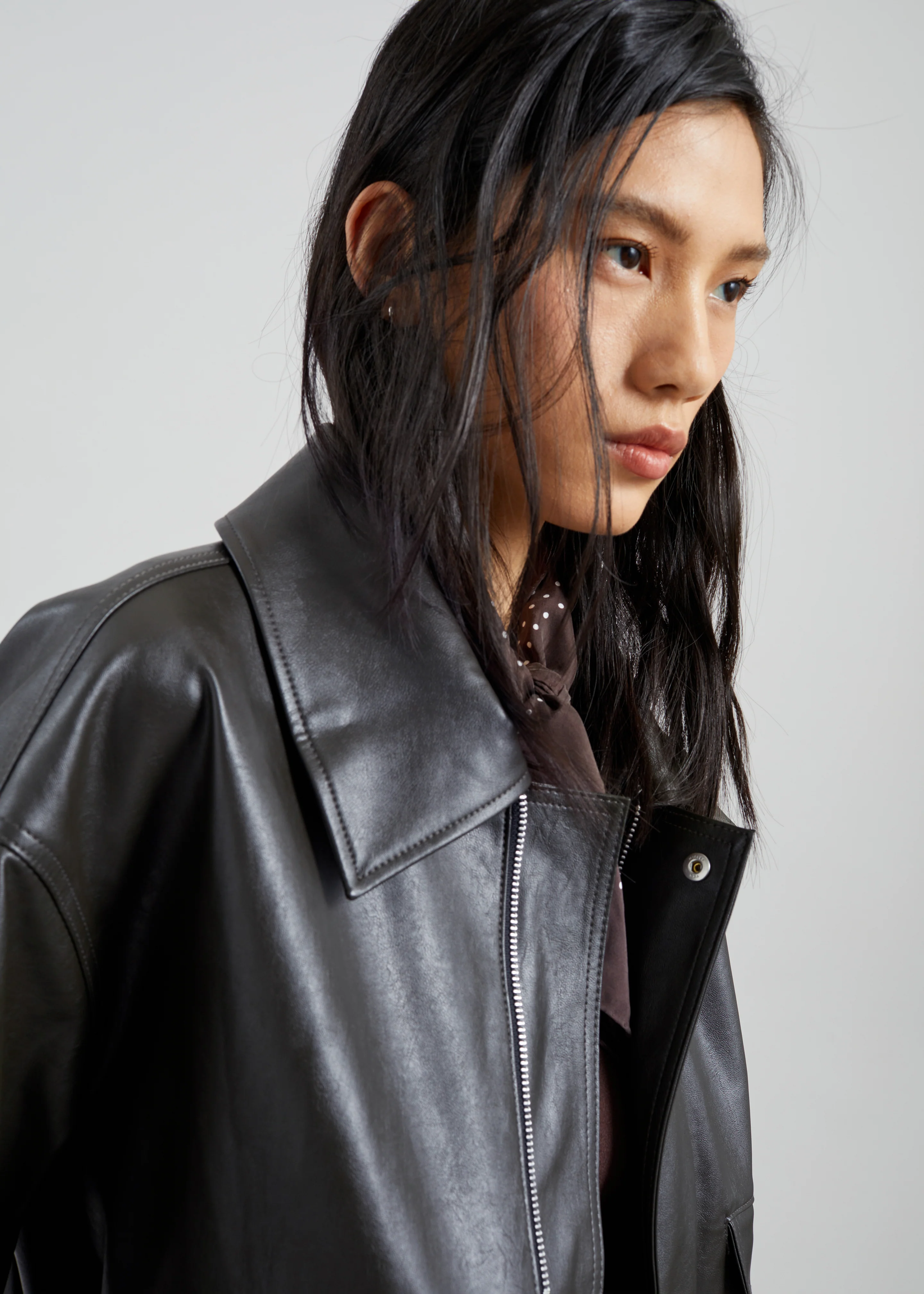 Halmstad Faux Leather Jacket - Charcoal - Image 4