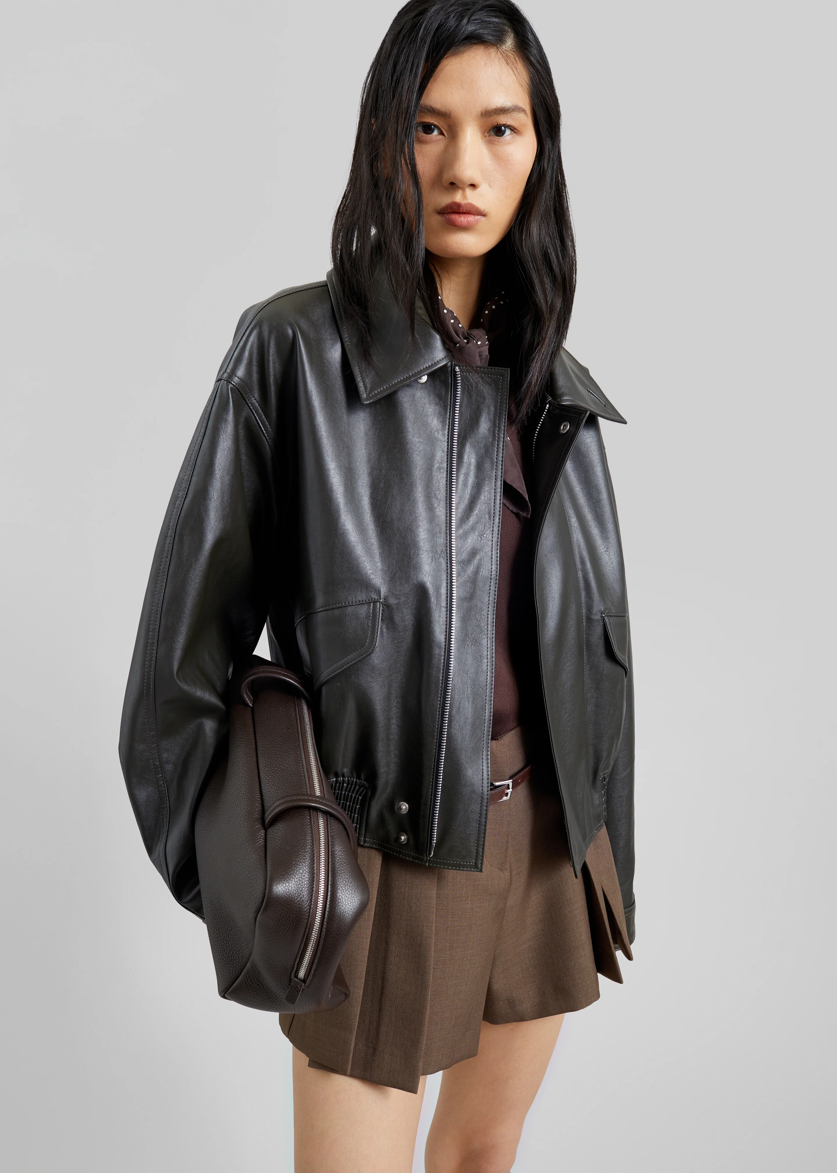 Halmstad Faux Leather Jacket - Charcoal - Image 6