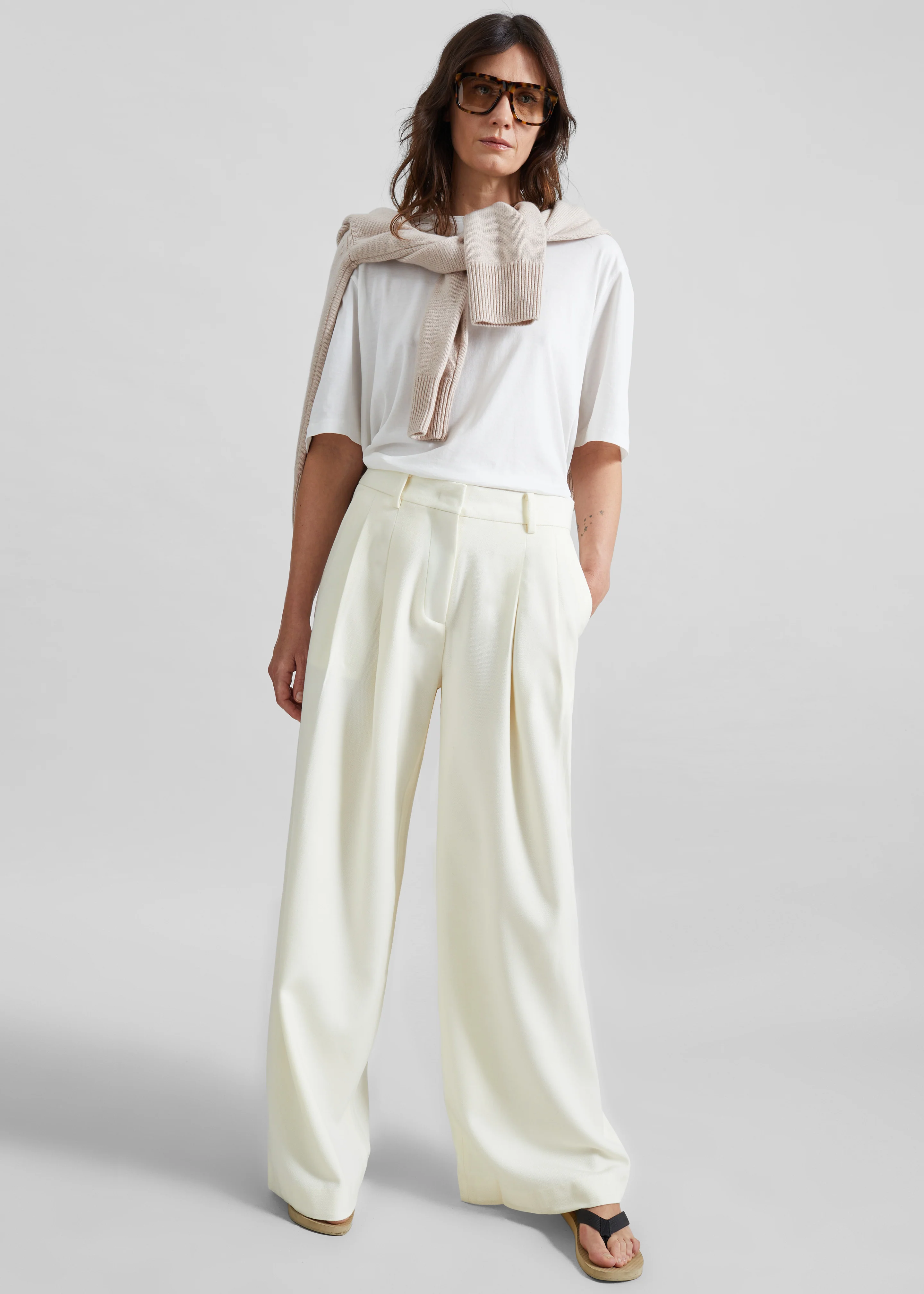 Halser Pintuck Trousers - Ivory - Image 3