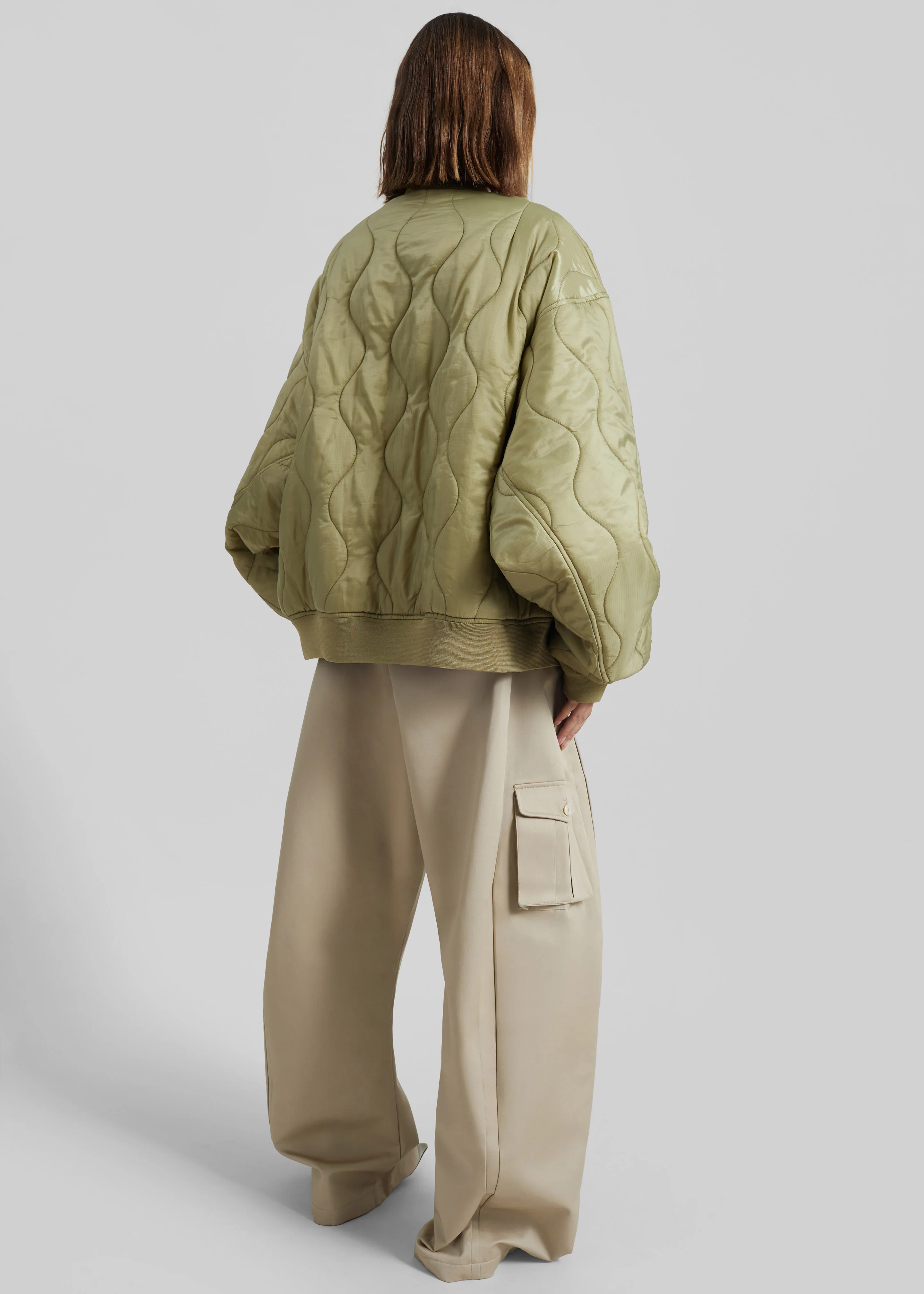 Halsey Quilted Bomber Jacket - Moss Green - Image 7