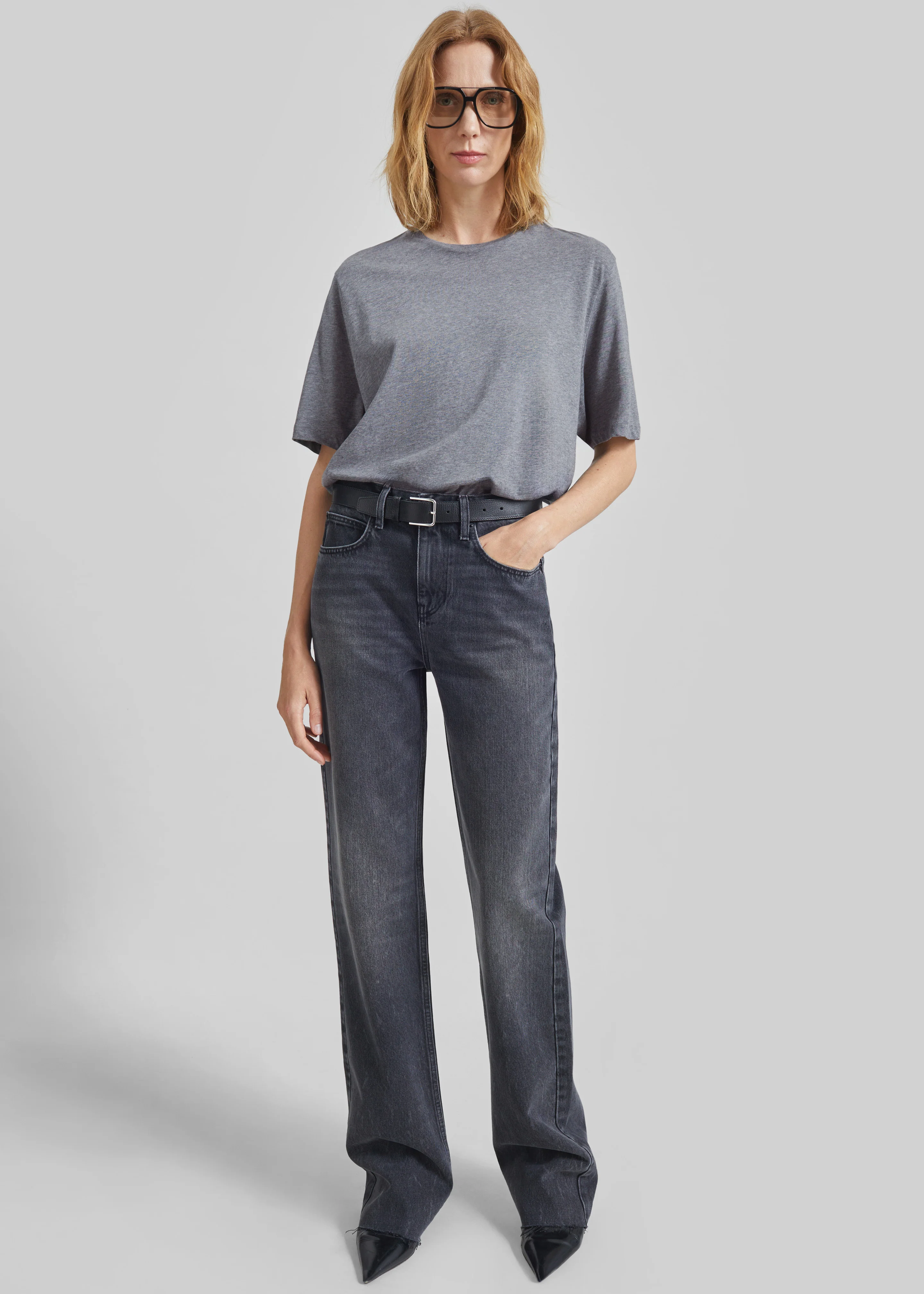 Harper Soft Organic T-Shirt - Dark Grey Melange - Image 2