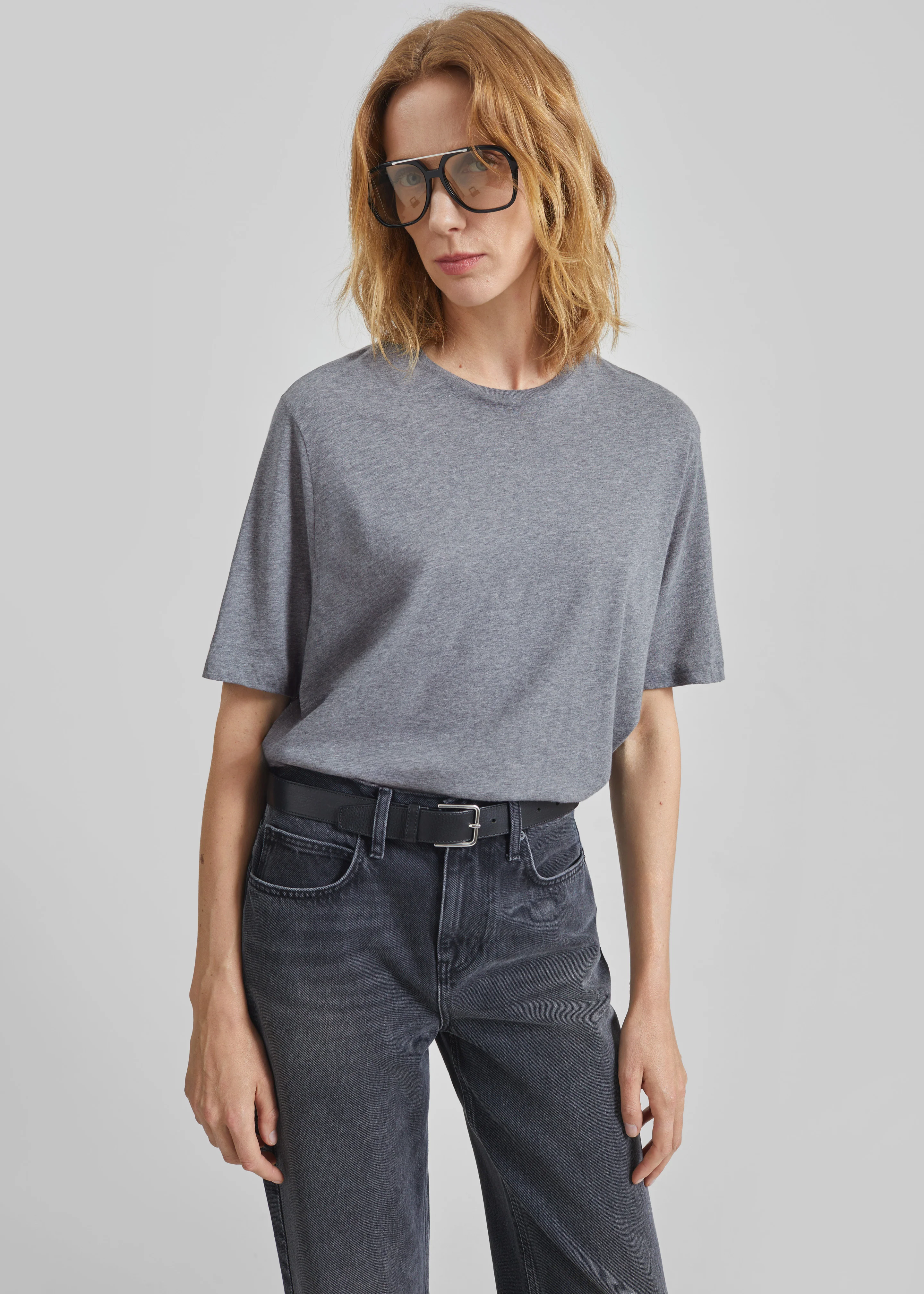 Harper Soft Organic T-Shirt - Dark Grey Melange - Image 3