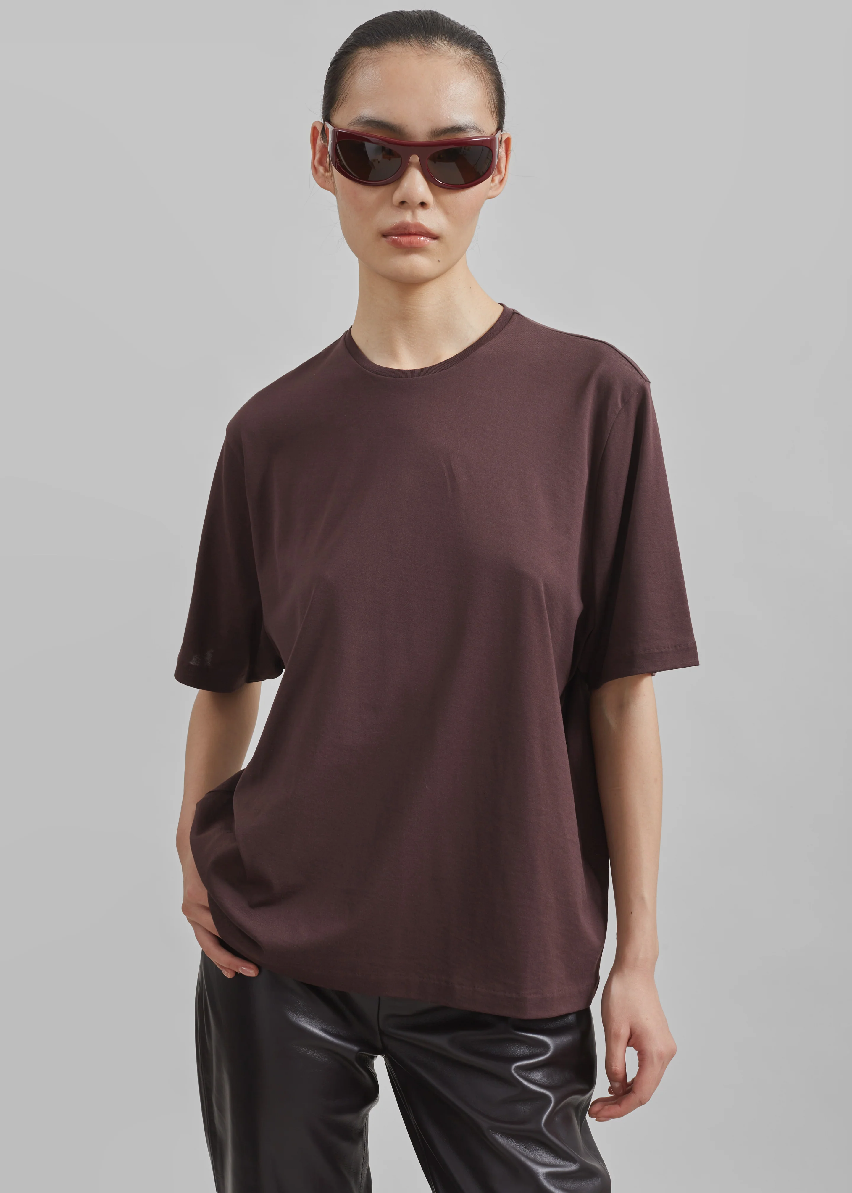Harper Soft Organic T-Shirt - Dark Plum - Image 3