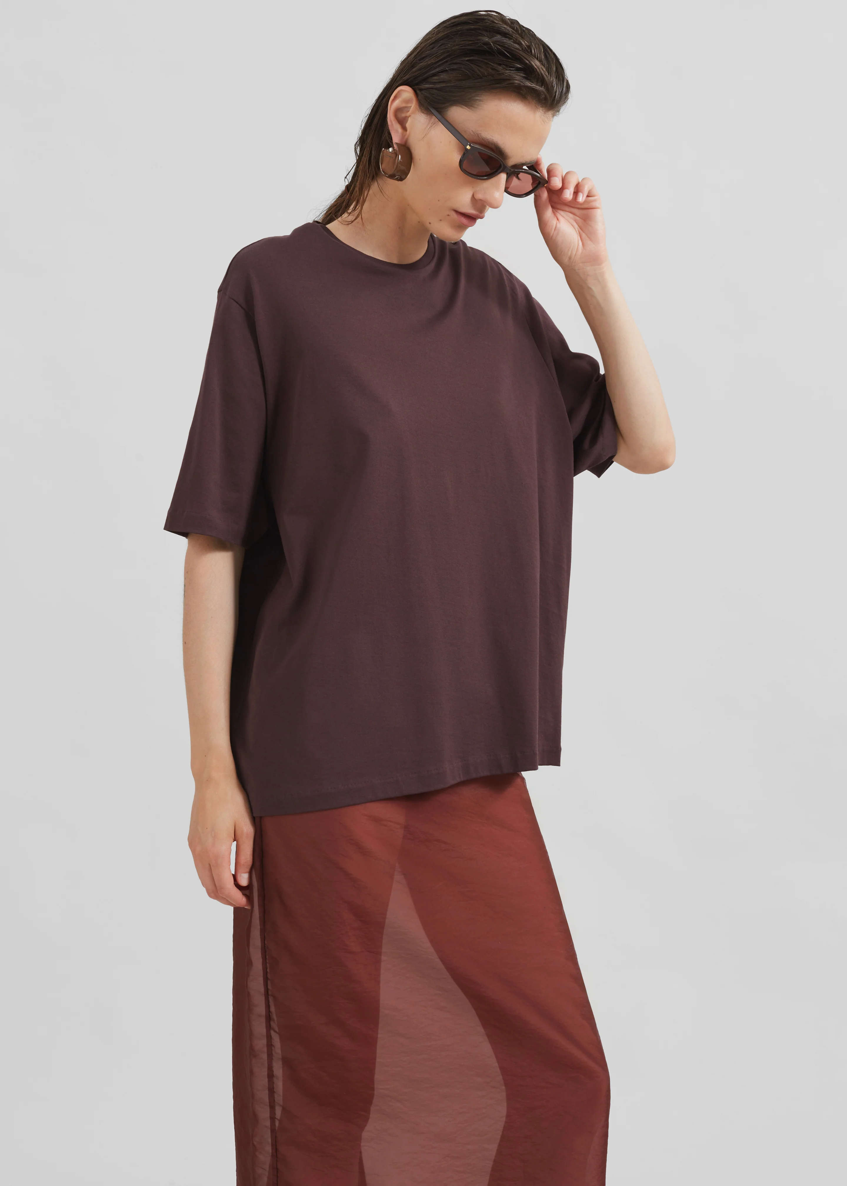 Harper Soft Organic T-Shirt - Dark Plum - Image 6