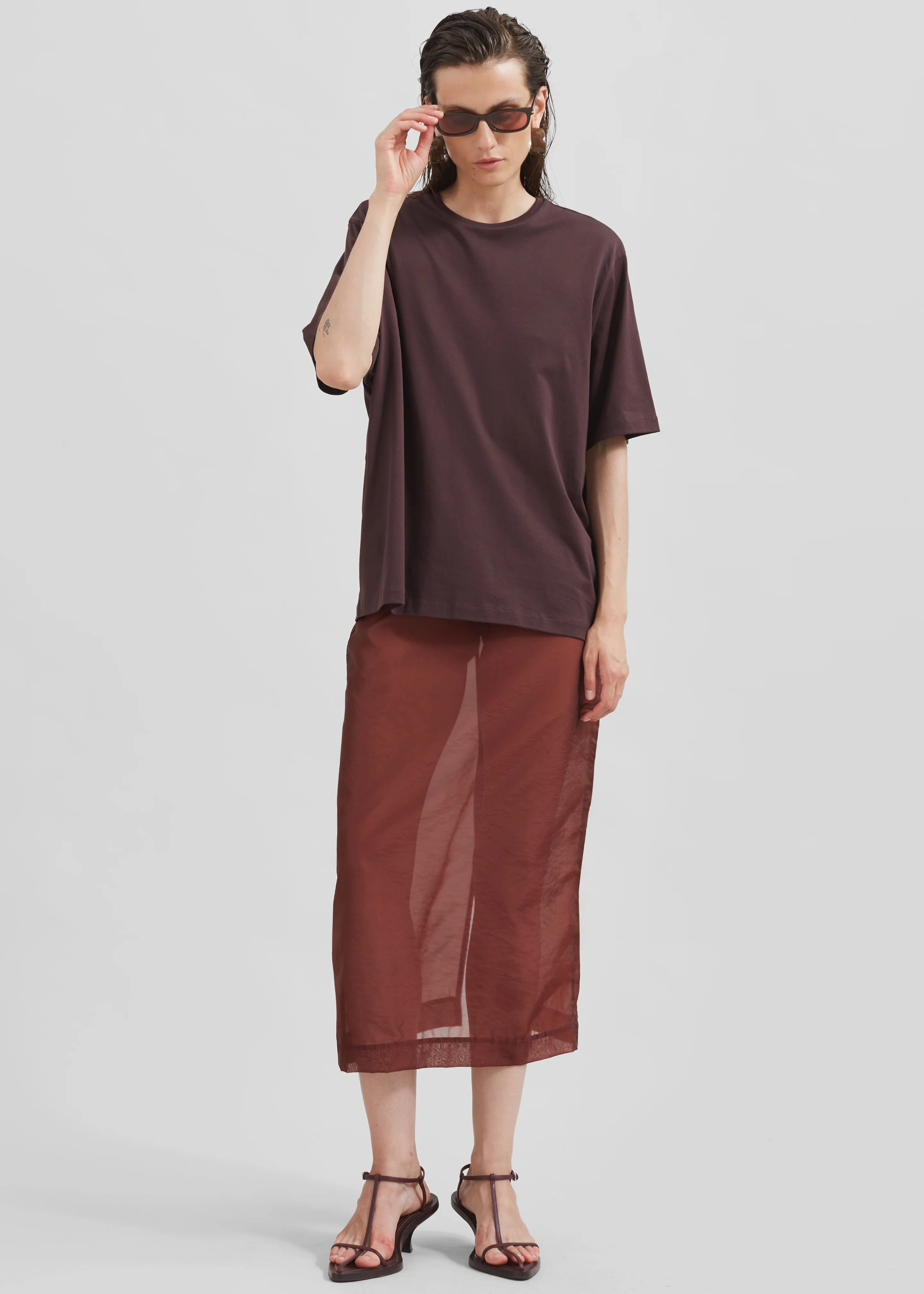 Harper Soft Organic T-Shirt - Dark Plum - Image 7